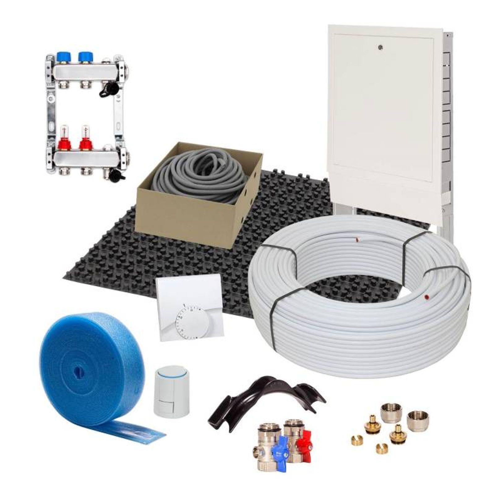 30 m² Set Noppensystem 11 mm WLG 035 16x2 Alu-Verbundrohr Raster 15 cm 2 Heizkreise Regler 230 V + Zubehör