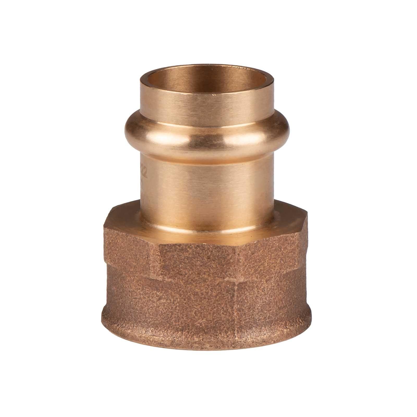 Kupfer Pressfitting Übergang aus Rotguss 22 mm - 1" IG V+M-Kontur DVGW