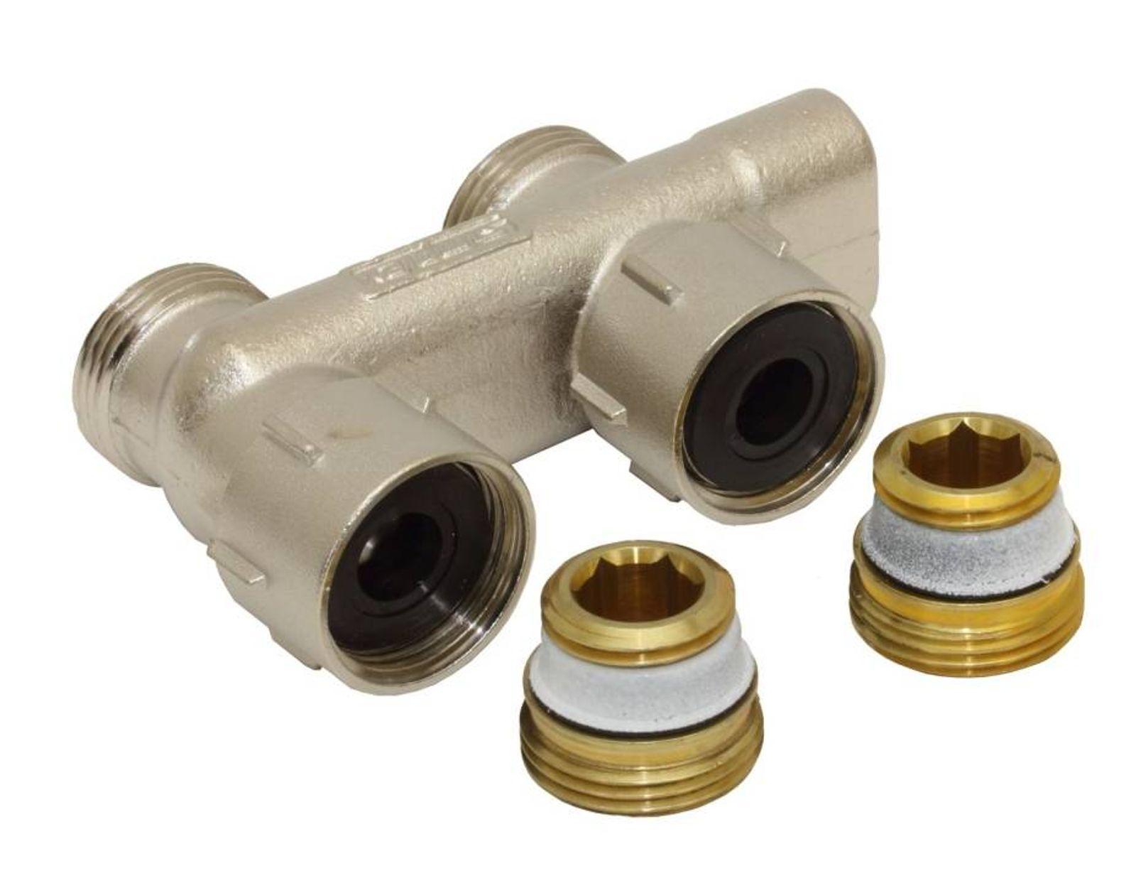 Simplex Umlenkstück D1/50 mit Absperrung für Heizkörper 1/2 Zoll IG, Durchgangsform vernickelt – Bild 2 von 3