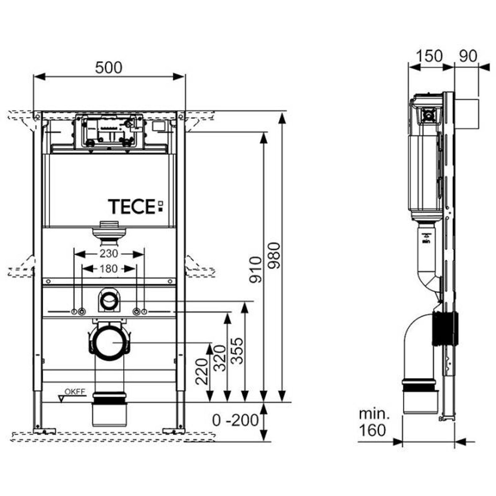 TECEprofil WC-Modul mit TECE-Spülkasten, Betätigung vorne oder oben, Bauhöhe 980 mm – Bild 2 von 2