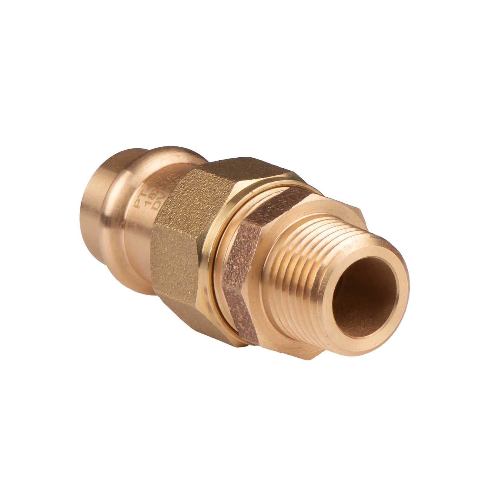 Kupfer Pressfitting Übergangsverschraubung aus Rotguss 28 mm - 1" AG (Überwurf) flachdichtend V+M-Kontur DVGW – Bild 2 von 3