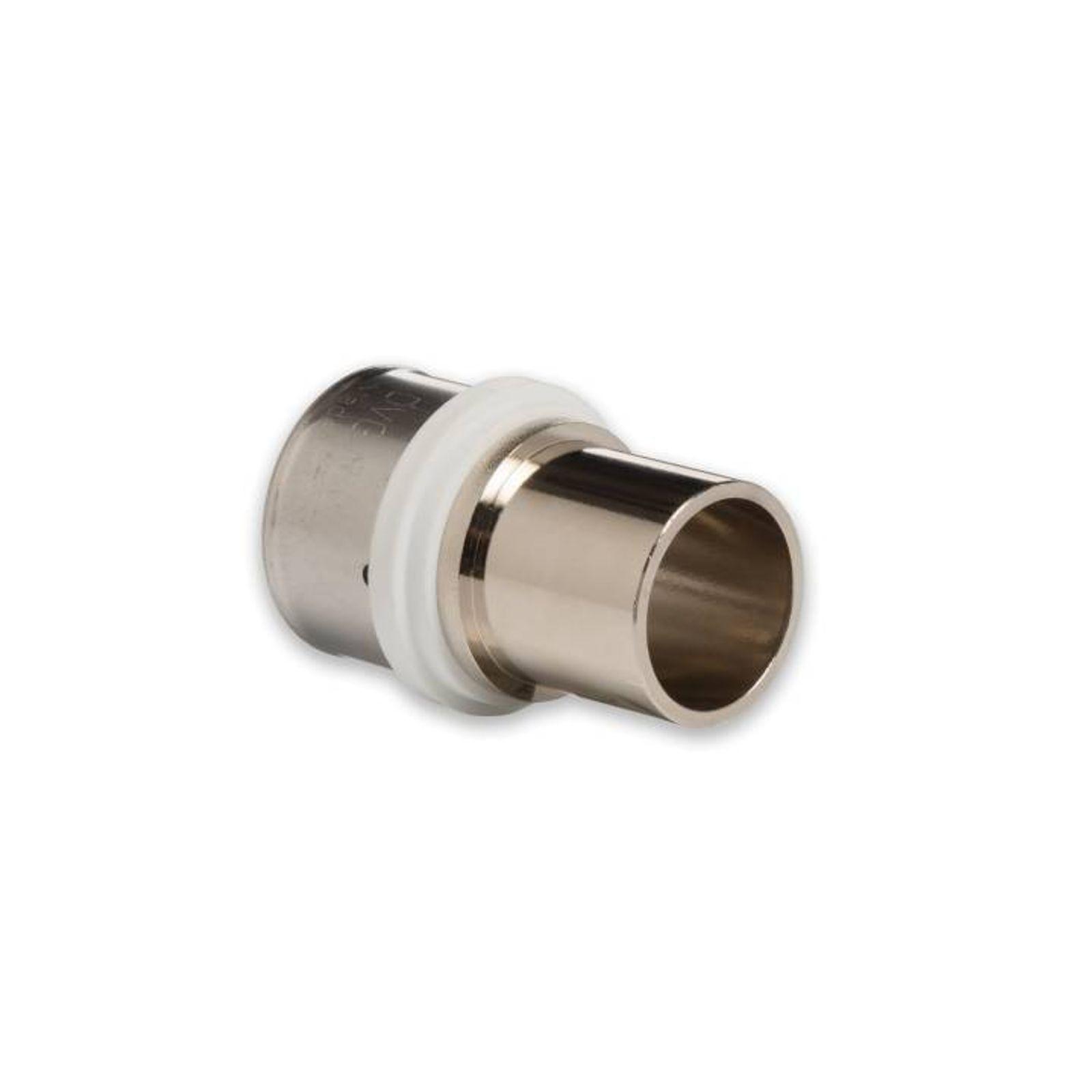 Selfio-Press Aluverbund Pressfitting Übergang Kupferrohr 32 x 3 mm - 28 mm (Pressanschluss) vernickelt TH + U Kontur – Bild 2 von 2
