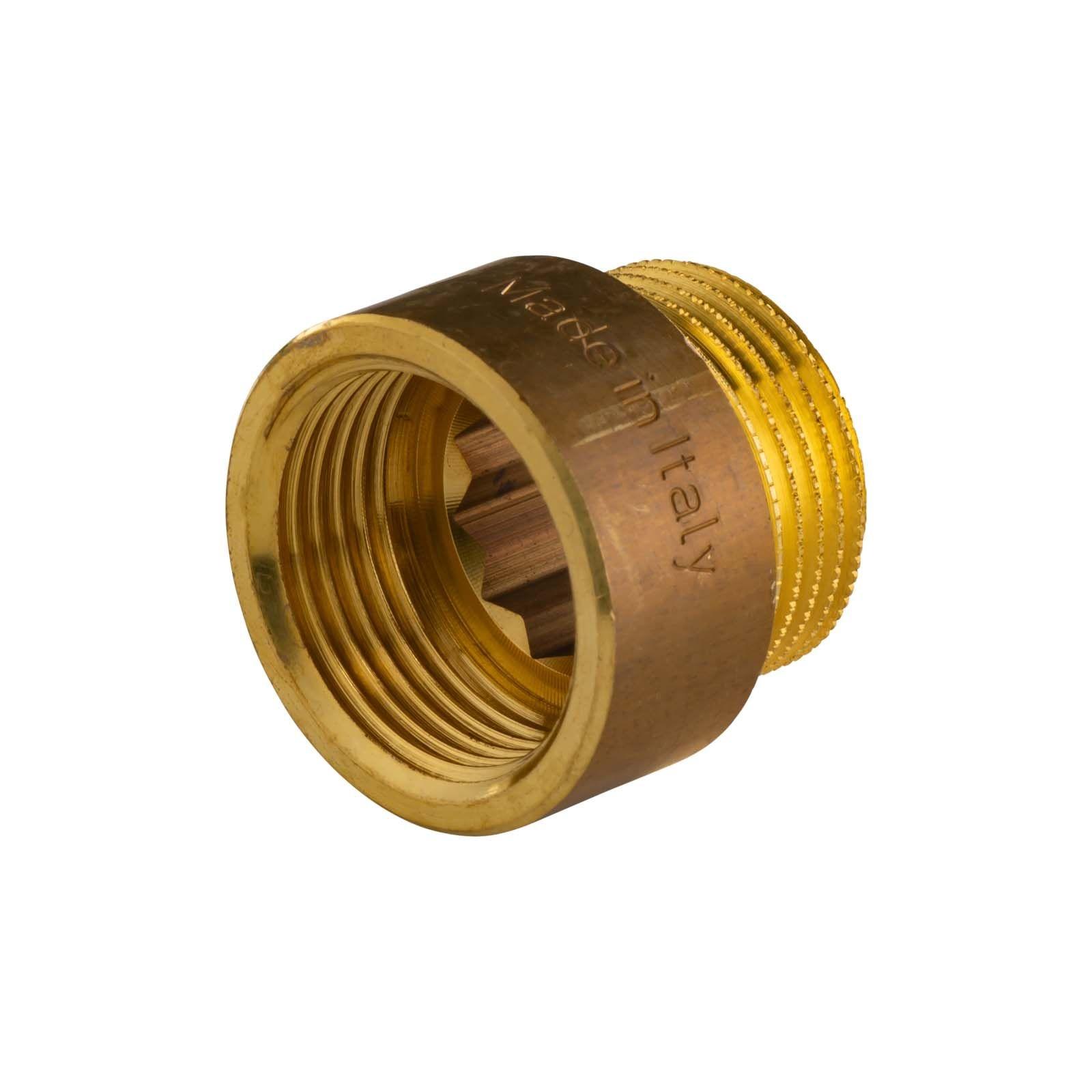 Messing Gewinde-Fitting Hahnverlängerung IG/AG 3/4" (DN 20) Länge 15 mm - schwere Ausführung
