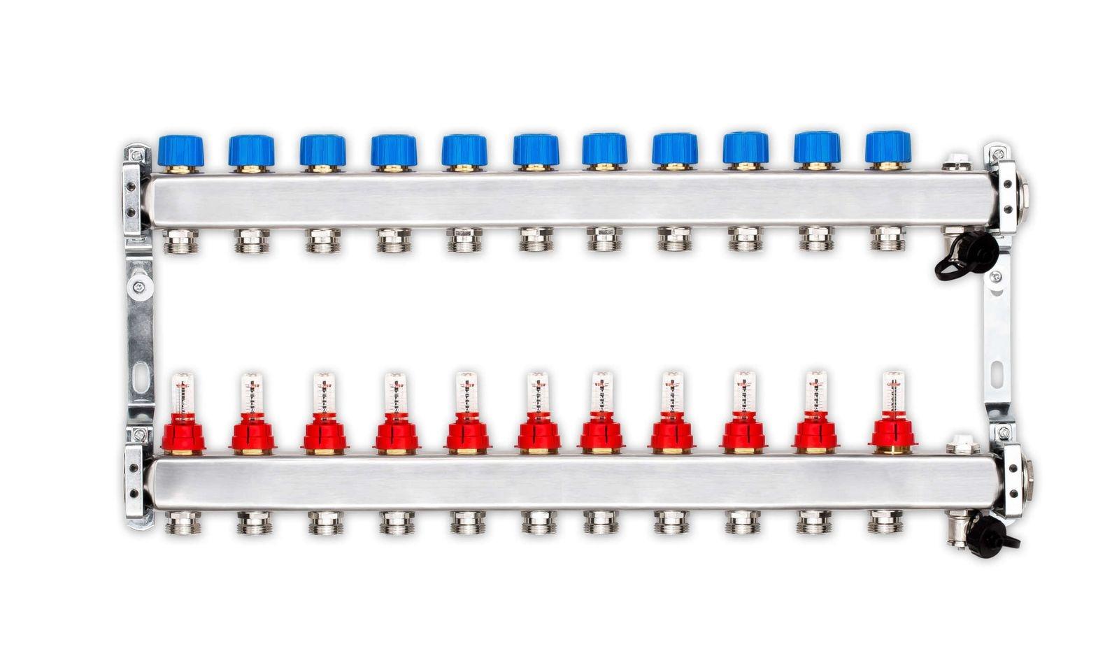 86,4 m² Set Dünnschichtsystem flach 12x2 PE-RT Rohr Raster 10 cm 11 Heizkreise LCD Regler 230 V + Zubehör