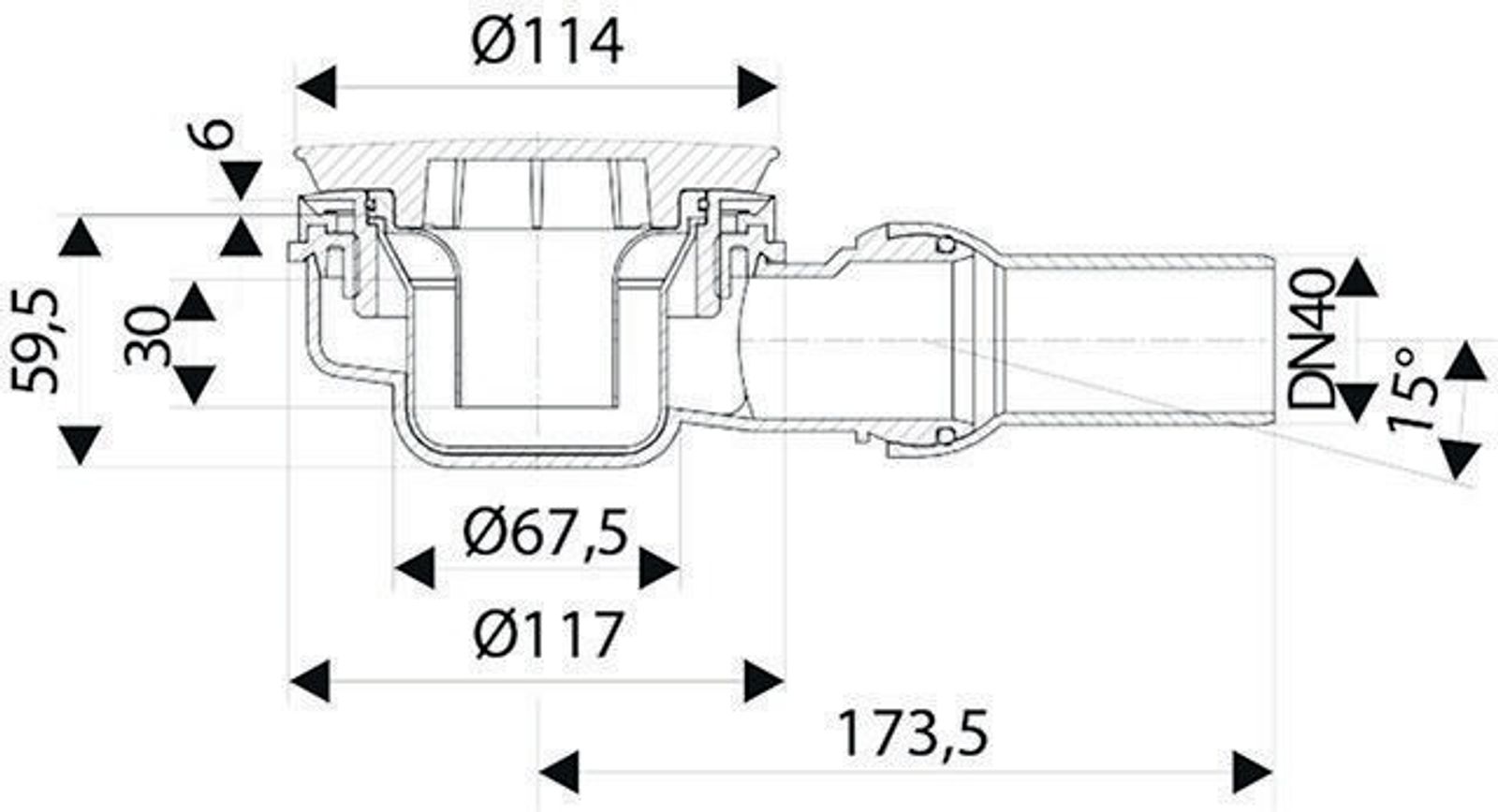 Anschluss für Brausewannen, flach, DN40 – Bild 4 von 4