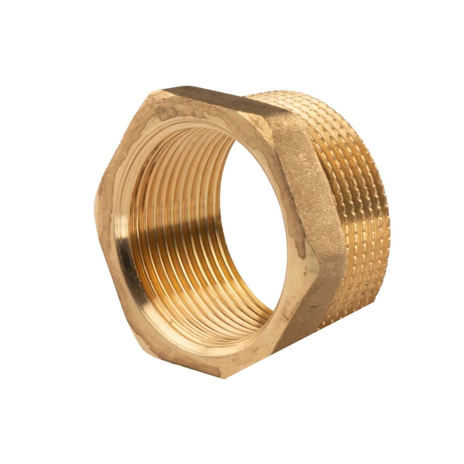 Messing Gewinde-Fitting Reduzierung 1 1/2"AG (DN 40) - 1 1/4"IG (DN 32) - schwere Ausführung