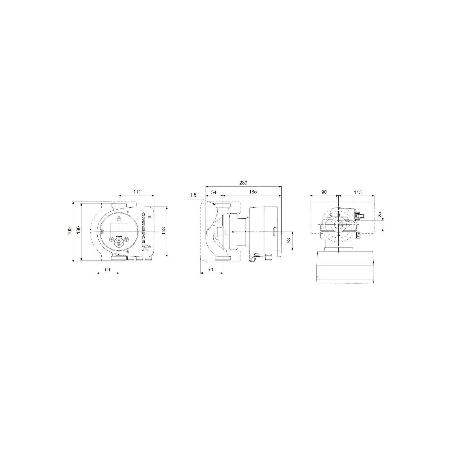 Grundfos Magna3 32-120N PN10 180mm 1x230V DE elektronisch geregelte Umwälzpumpe – Bild 2 von 2