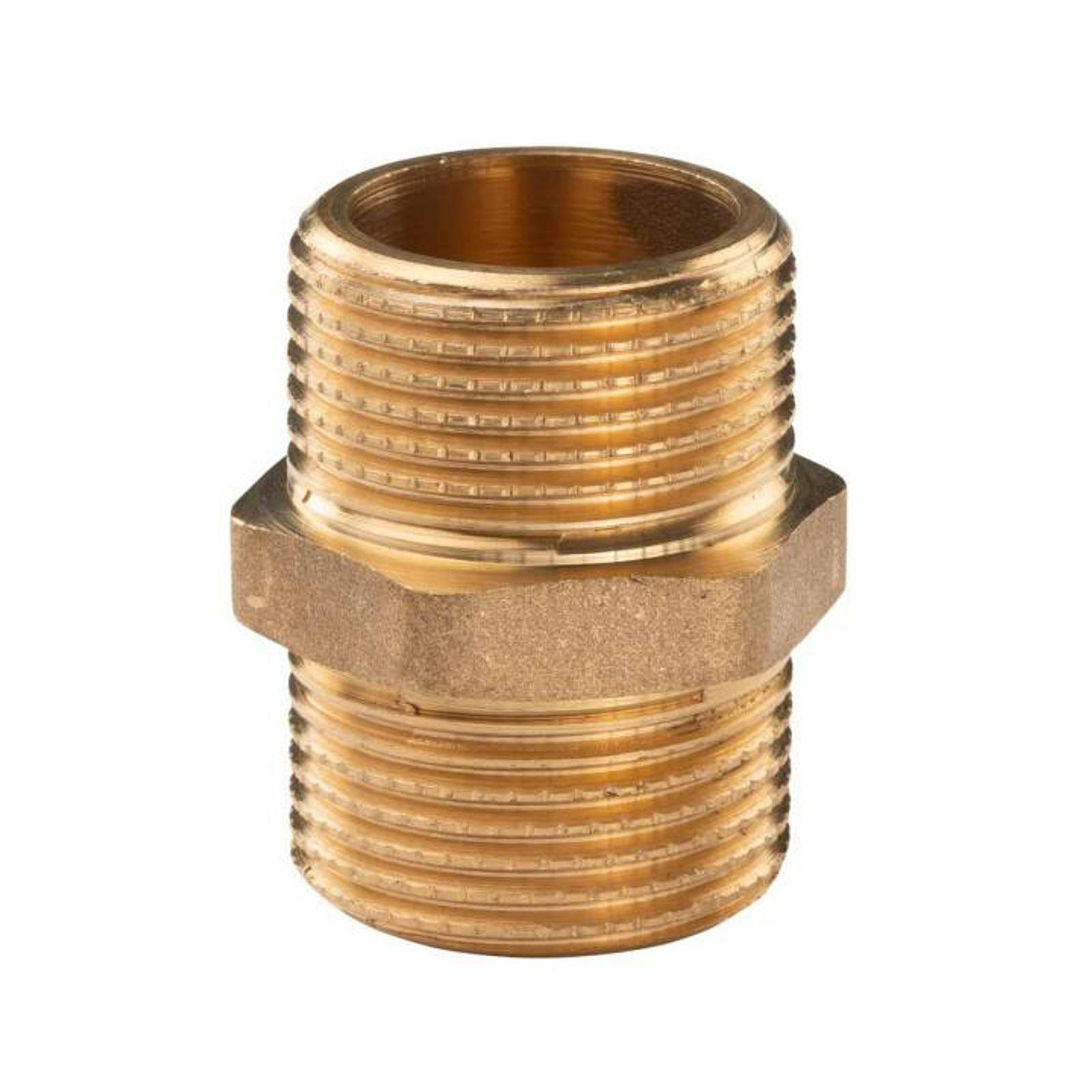 Messing Gewinde-Fitting Doppelnippel mit Langgewinde 1"AG - 1"AG (DN 25), schwere Ausführung – Bild 2 von 2