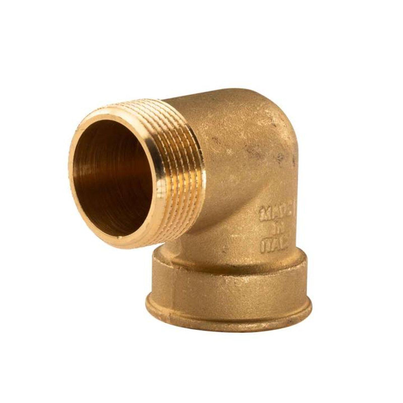 Messing Gewinde-Fitting 90° Winkel 1 1/4"IG - 1 1/4"AG (DN 32) - schwere Ausführung