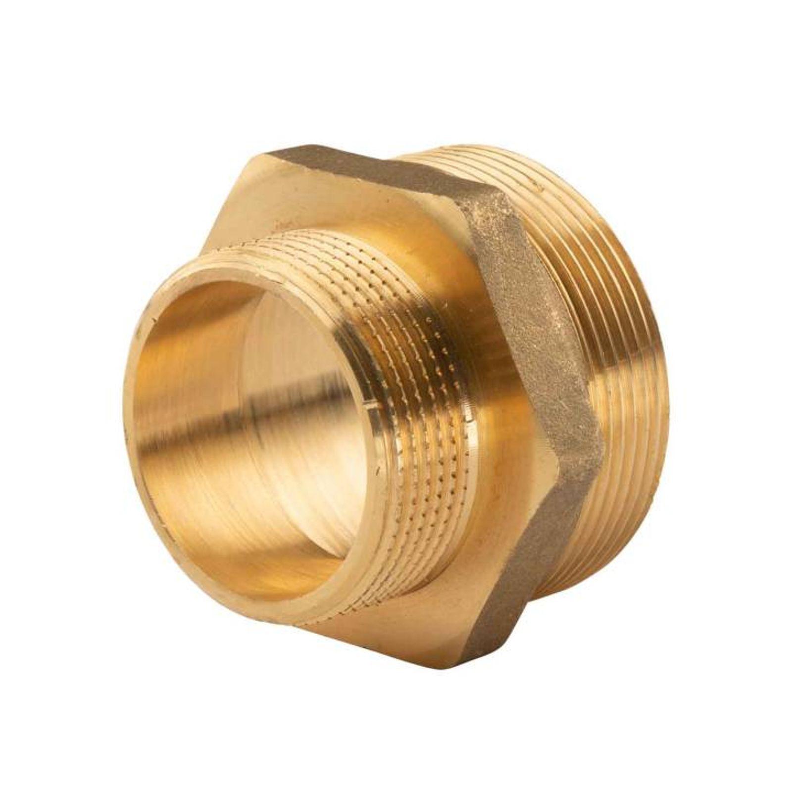 Messing Gewinde-Fitting Reduziernippel 1 1/2"AG (DN 40) - 2"AG (DN 50) - schwere Ausführung