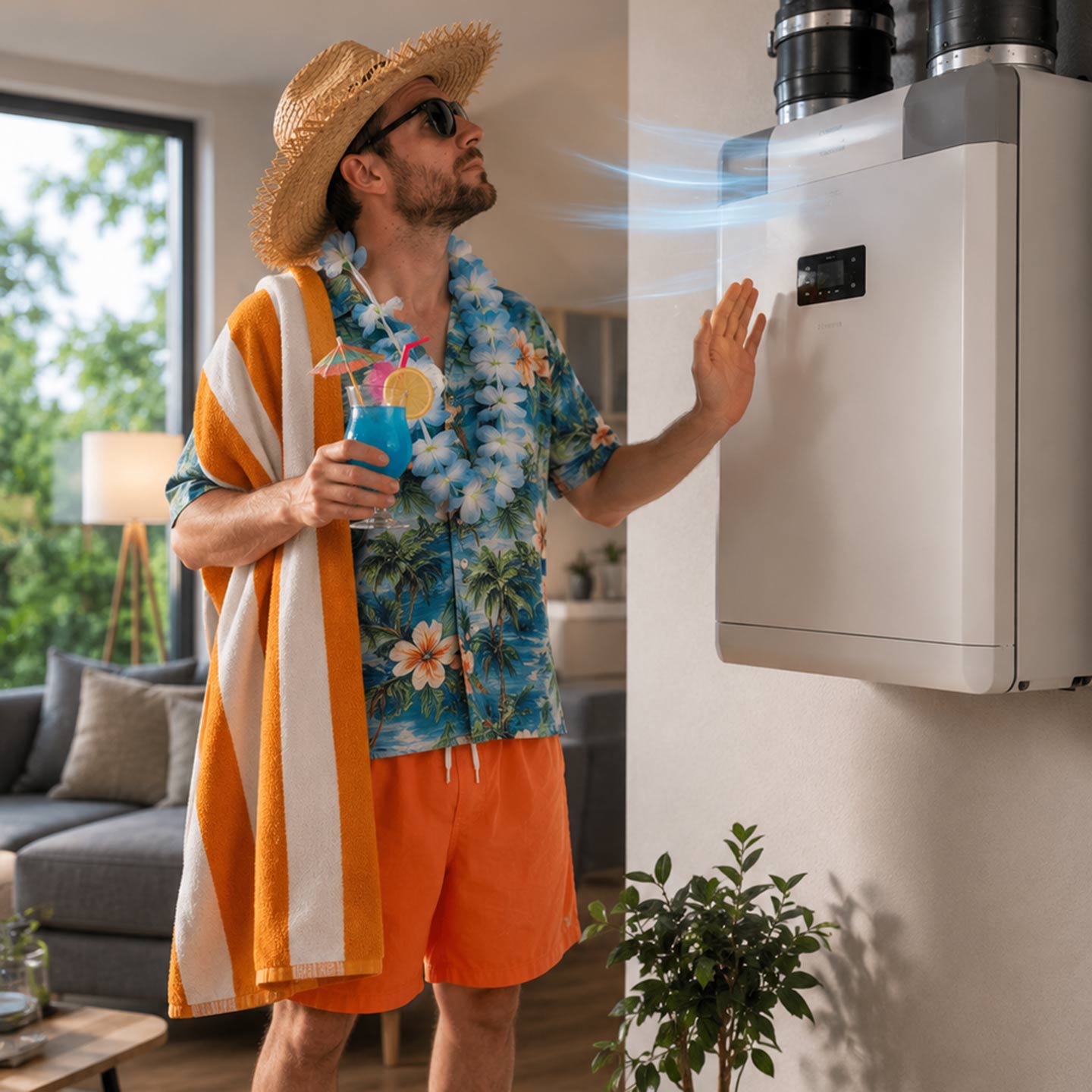Mit KI generiert: Mann in Sommerkleidung