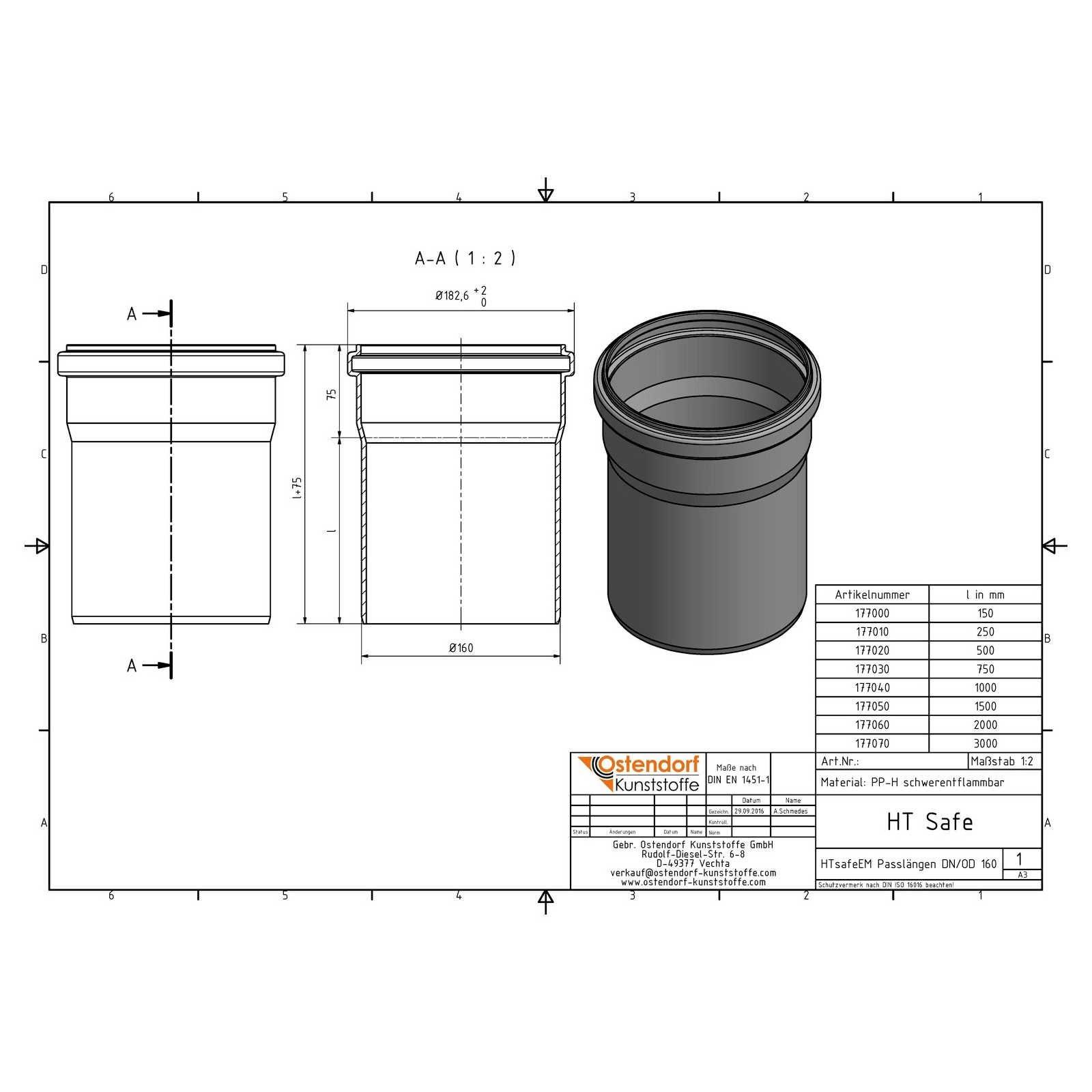 HTsafeEM Rohr DN 160 x 2000 mm – Bild 2 von 2