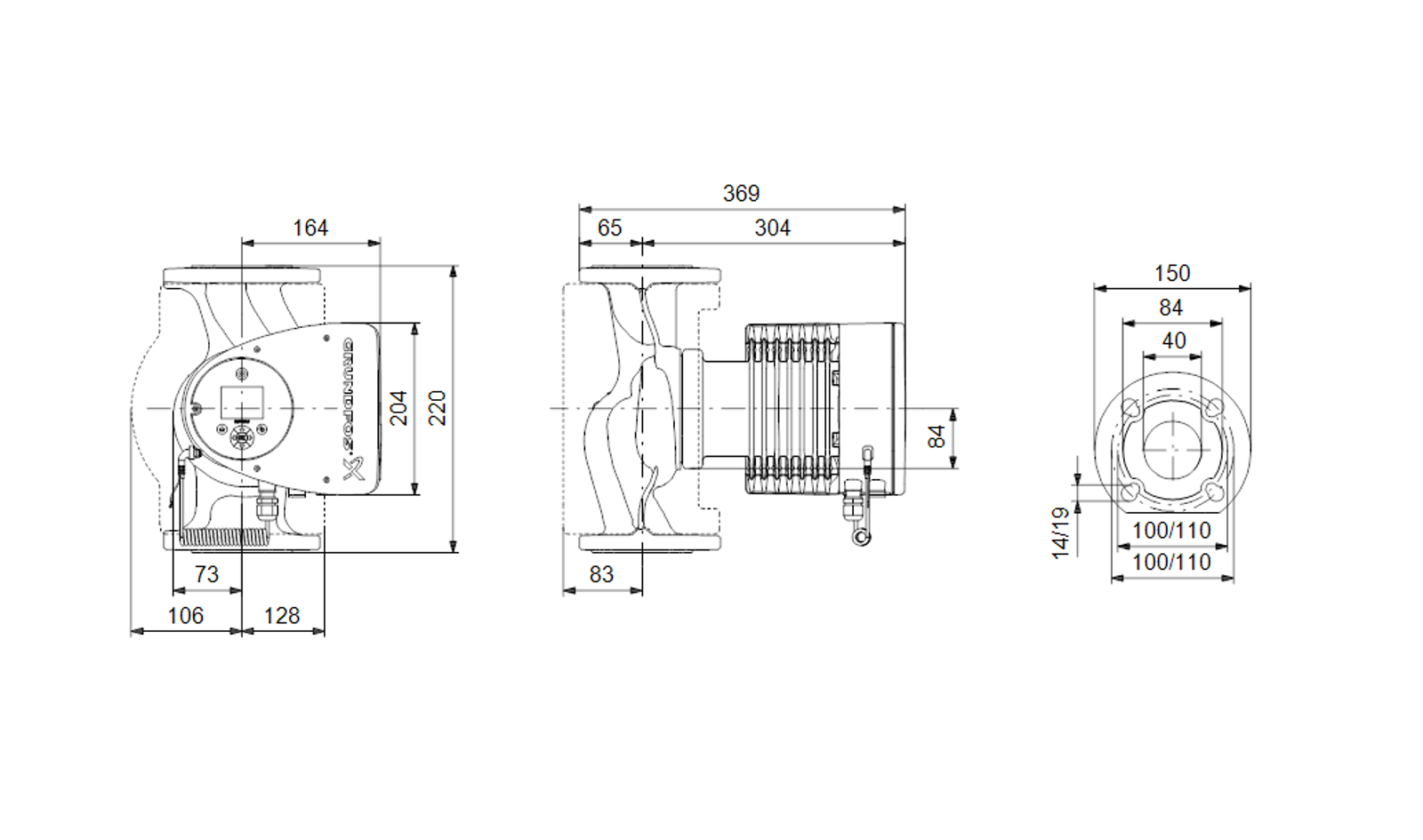 Grundfos Hocheffizienz-Umwälzpumpe Magna3 F 40-100 220 mm 97924648 – Bild 4 von 4