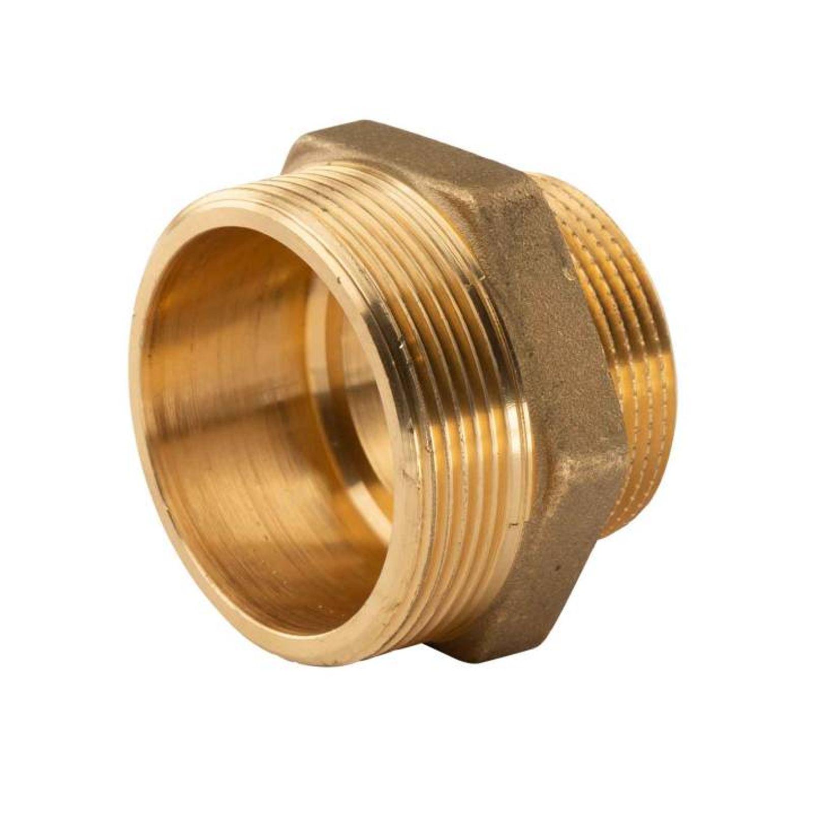 Messing Gewinde-Fitting Reduziernippel 1 1/2"AG (DN 40) - 2"AG (DN 50) - schwere Ausführung