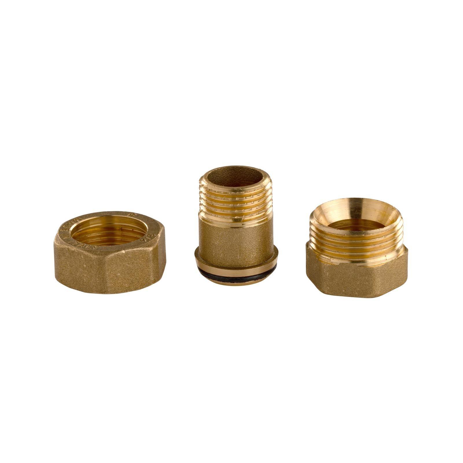Messing Gewinde-Fitting Verschraubung mit O-Ring konisch dichtend 1/2"IG - 1/2"AG (DN15)-schwere Ausführung – Bild 3 von 3