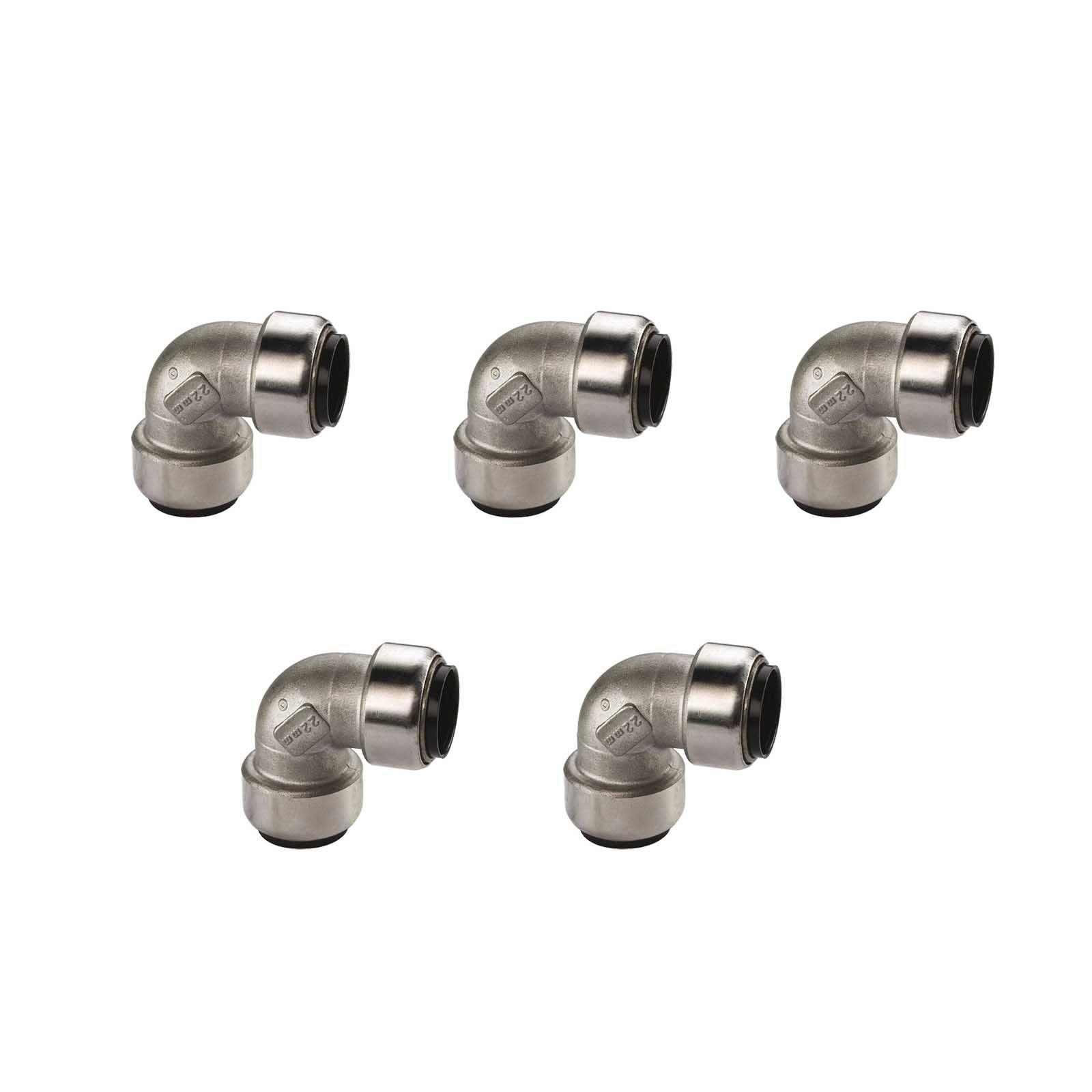 Edelstahl Steckfitting Tectite Winkel 90° 15 mm innen-innen lösbar DVGW 5 Stück – Bild 2 von 2