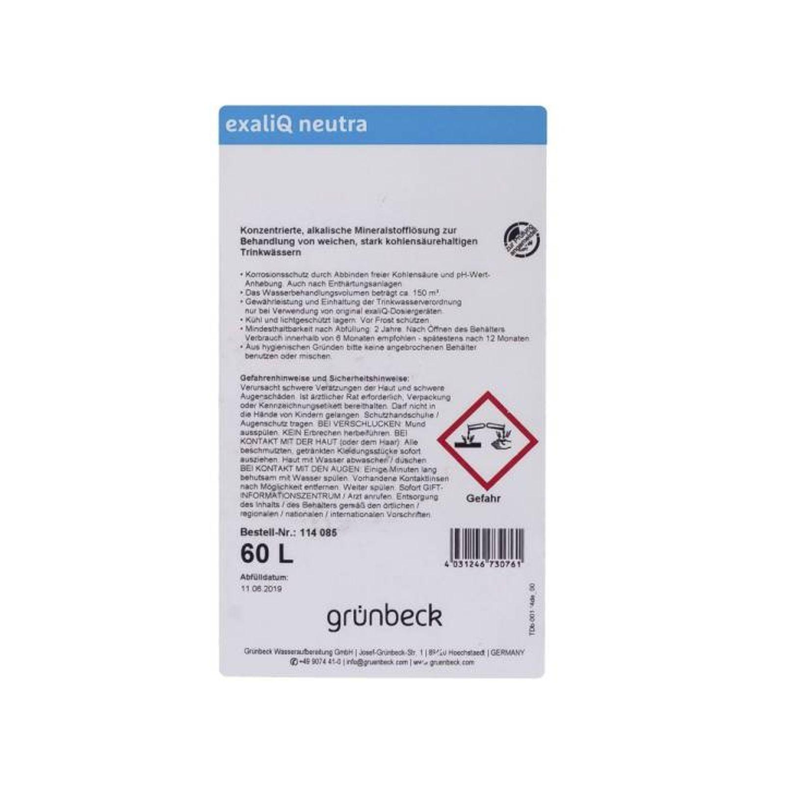 Grünbeck Mineralstofflösung exaliQ neutra 60 Liter – Bild 3 von 3