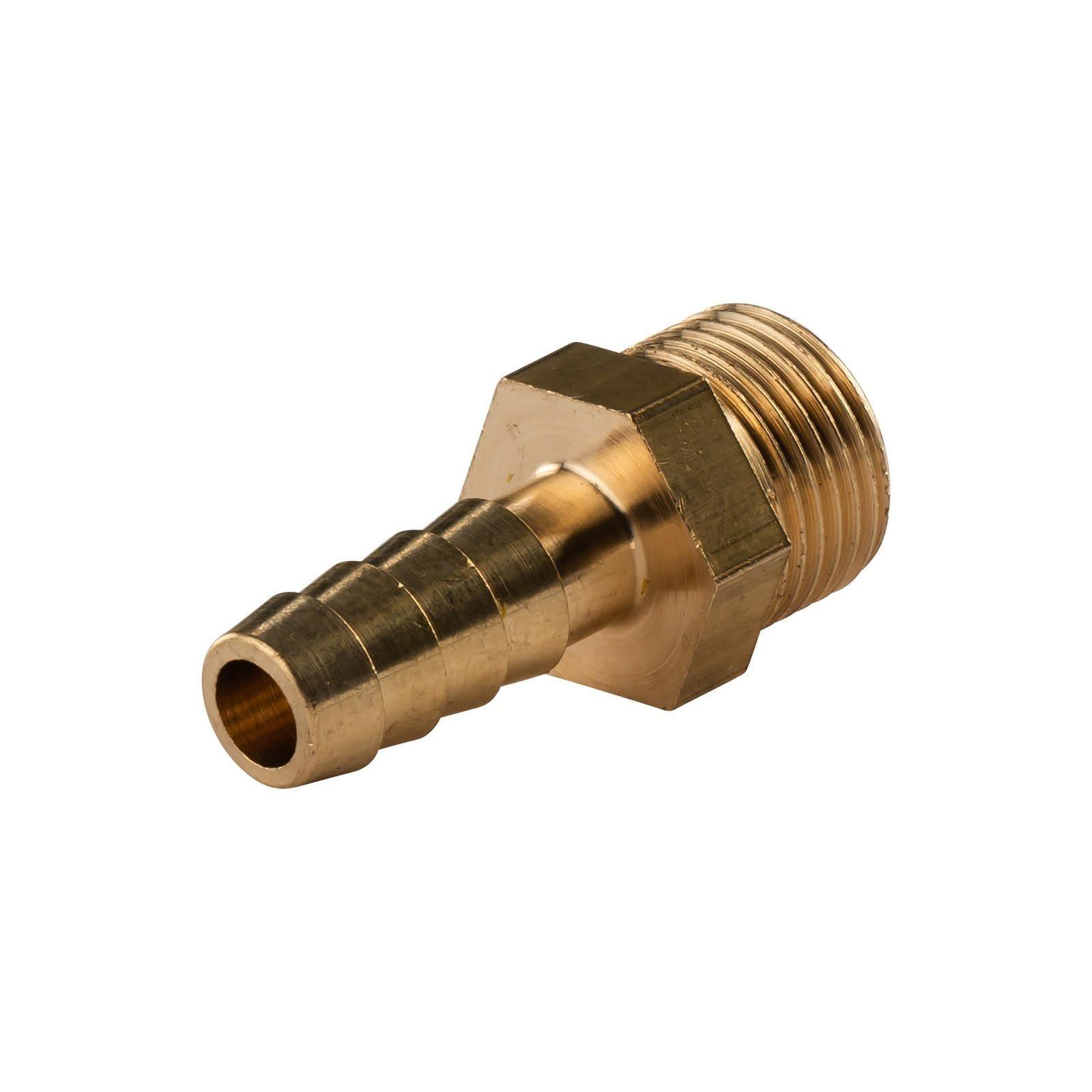Messing Gewinde-Fitting Schlauchanschluss 3/8" AG (DN 10) Länge 10 mm - schwere Ausführung