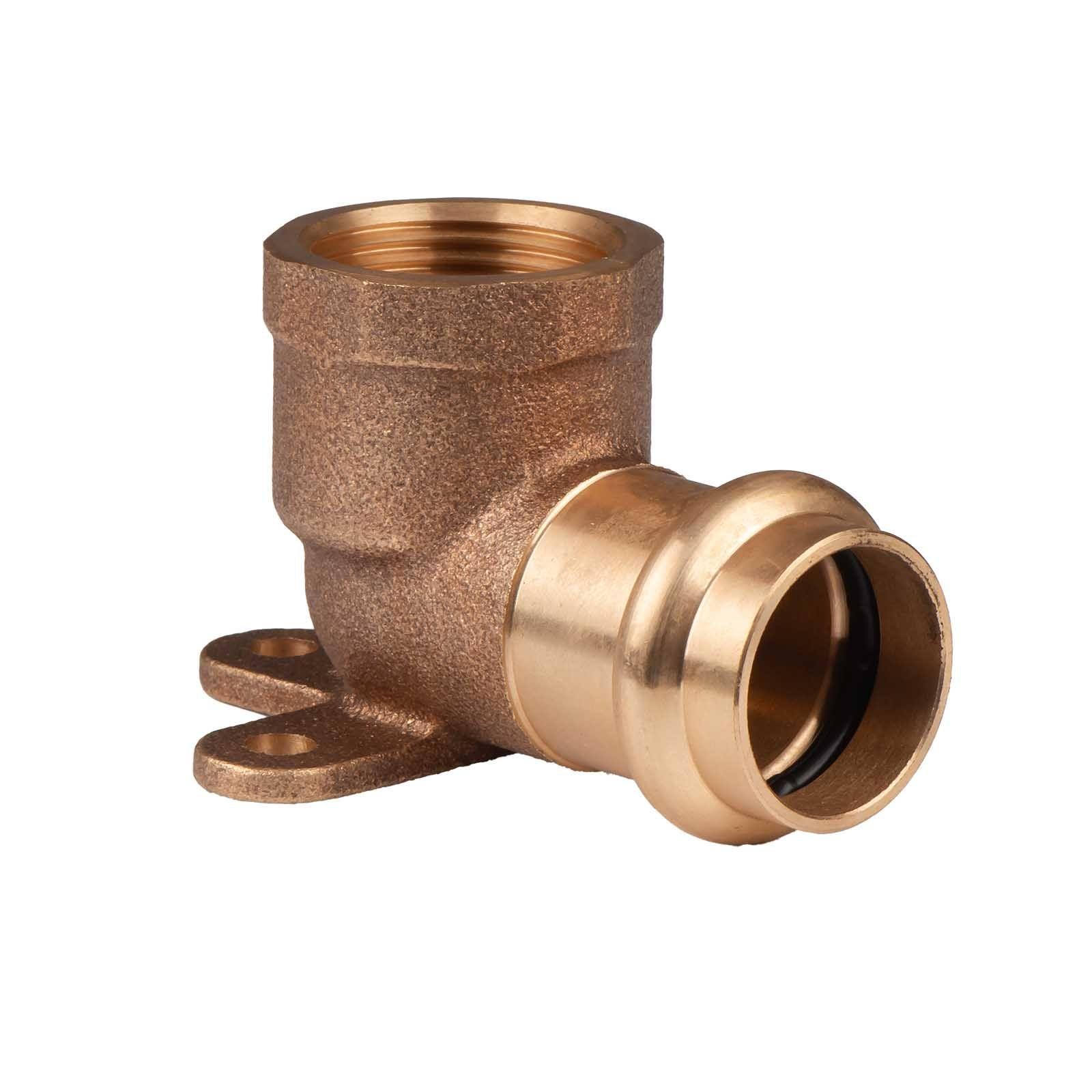 Kupfer Pressfitting Wandwinkel 90° aus Rotguss 22 mm - 3/4" IG V+M-Kontur DVGW – Bild 2 von 2