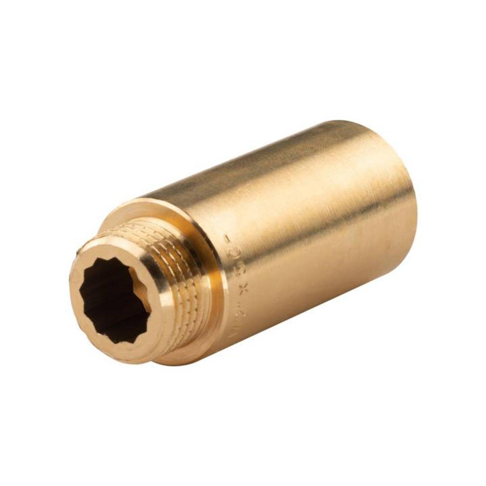 Messing Gewinde-Fitting Hahnverlängerung IG/AG 1/2" (DN 15) Länge 50 mm - schwere Ausführung
