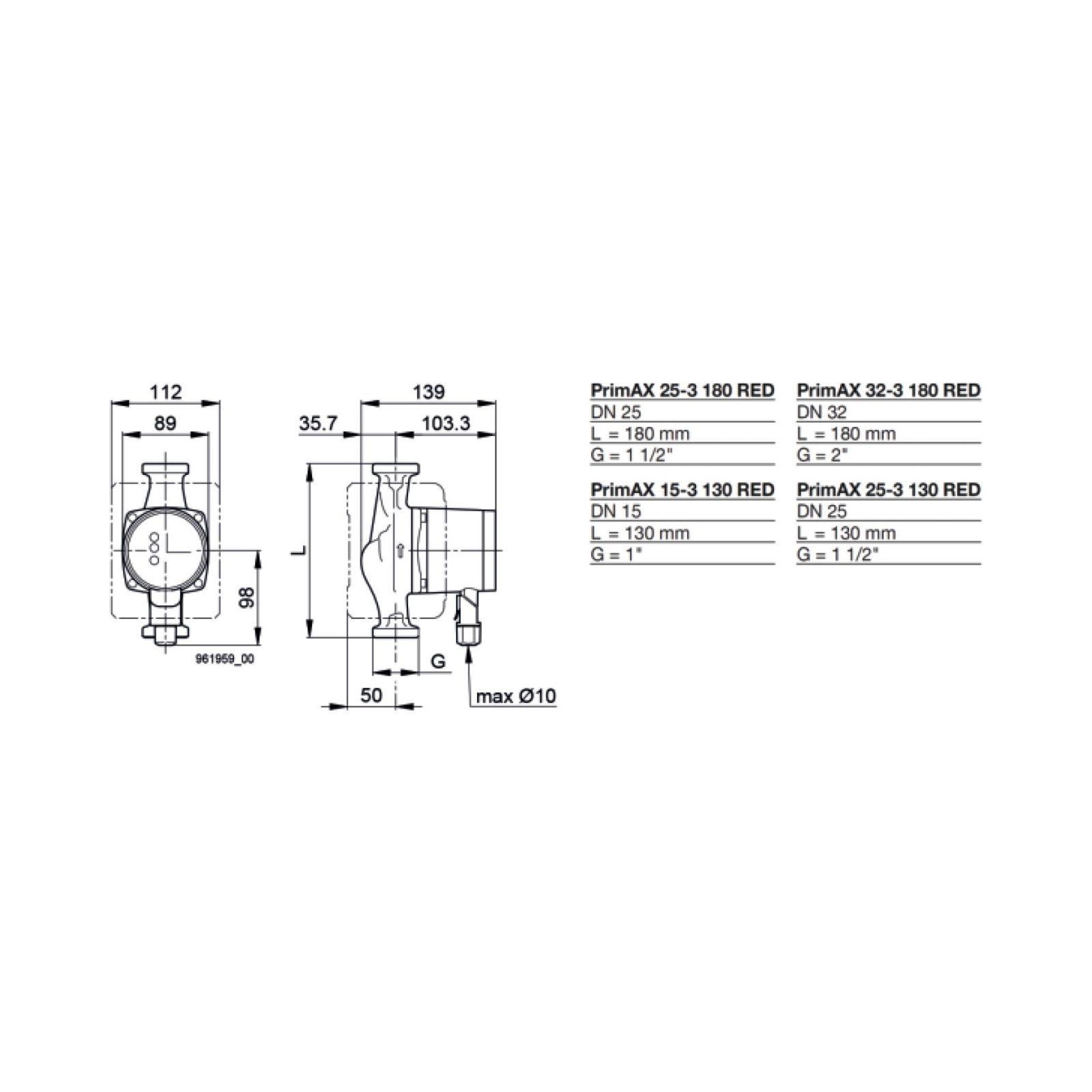 Biral HE-Umwälzpumpe PrimAX T2 25-3 180 RED G 1 1/2 230V mit Wärmedämmschale – Bild 2 von 2