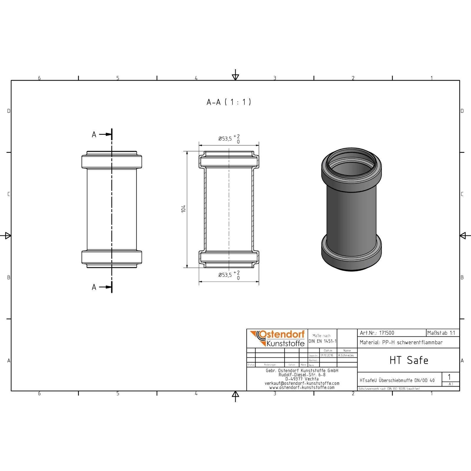 HTsafe Überschiebemuffe DN 40 – Bild 2 von 2