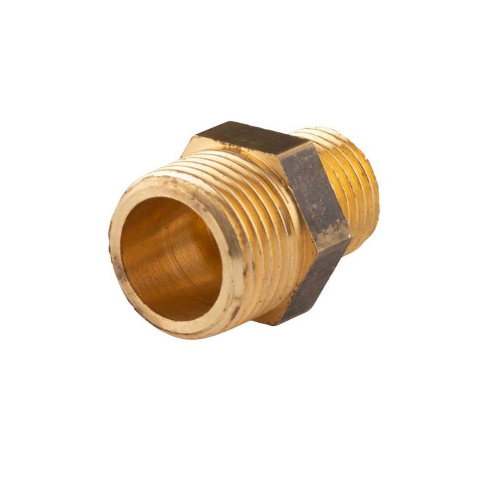 Messing Gewinde-Fitting Reduziernippel 1/4"AG (DN 8) - 3/8"AG (DN 10) - schwere Ausführung – Bild 2 von 2