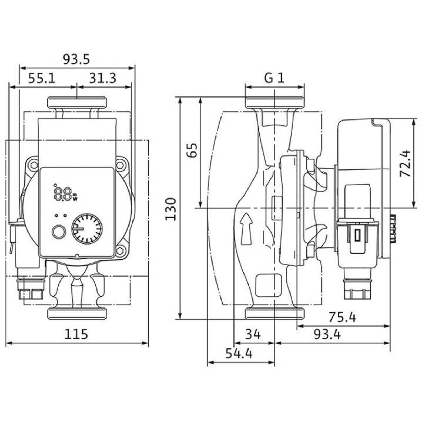 Wilo Nassläufer-Hocheffizienzpumpe Yonos PICO plus 15/1-4 130mm mit Wärmedämmschale – Bild 2 von 2