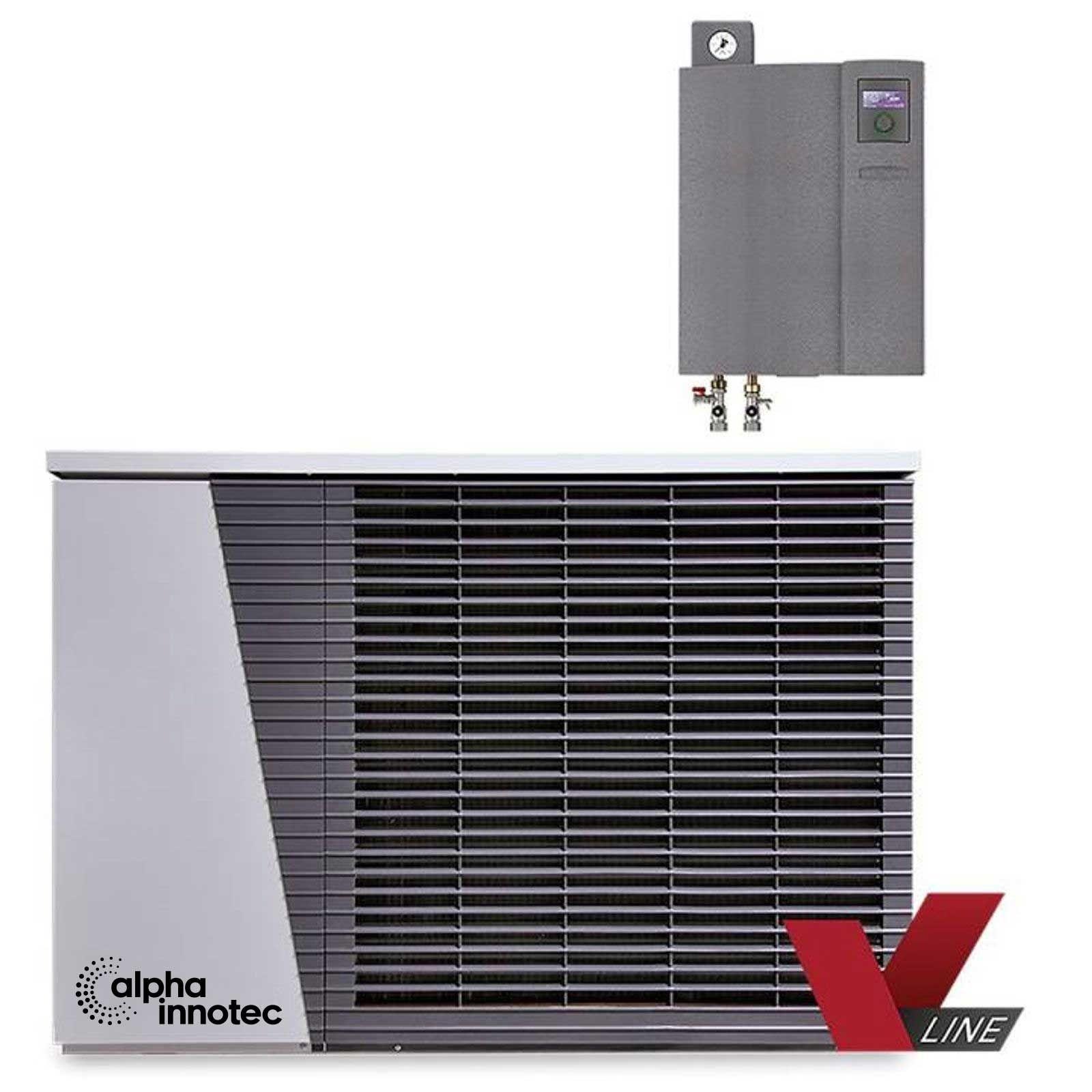 Wärmepumpenpaket alpha innotec LWDV 91-1/3-HDV 9-1/3 mit 300 Liter BWS und 100 Liter TPS, Bodenkonsole und Wanddurchführung