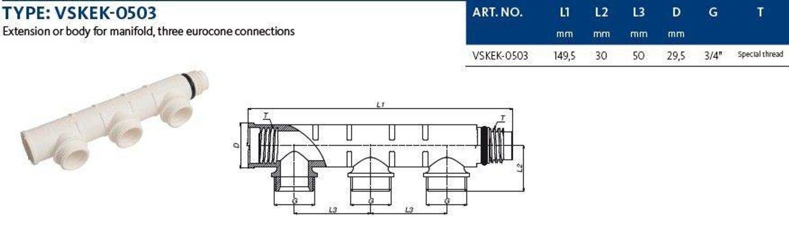 Aluverbund Steckfitting Henco Vision Verteiler 3x Eurokonus 3/4"