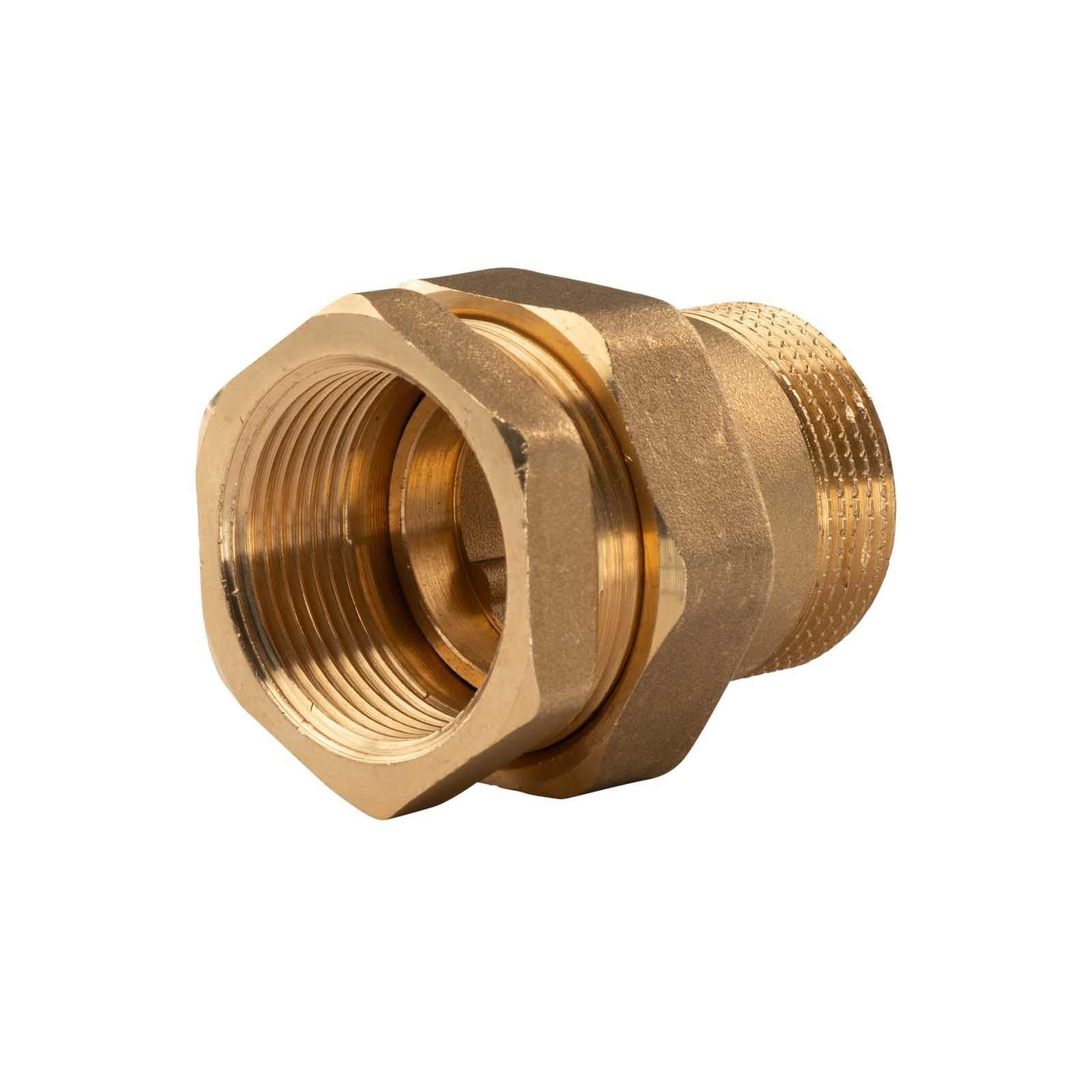 Messing Gewinde-Fitting Verschraubung mit O-Ring konisch dichtend 1 1/4" IG - 1 1/4" AG (DN32) - schwere Ausführung – Bild 2 von 3