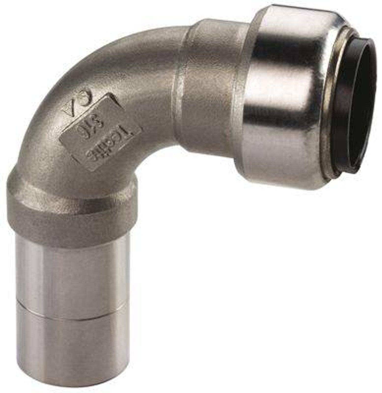 Edelstahl Steckfitting Tectite Bogen 90° 22 mm innen-außen lösbar DVGW Set 5 Stück – Bild 2 von 2