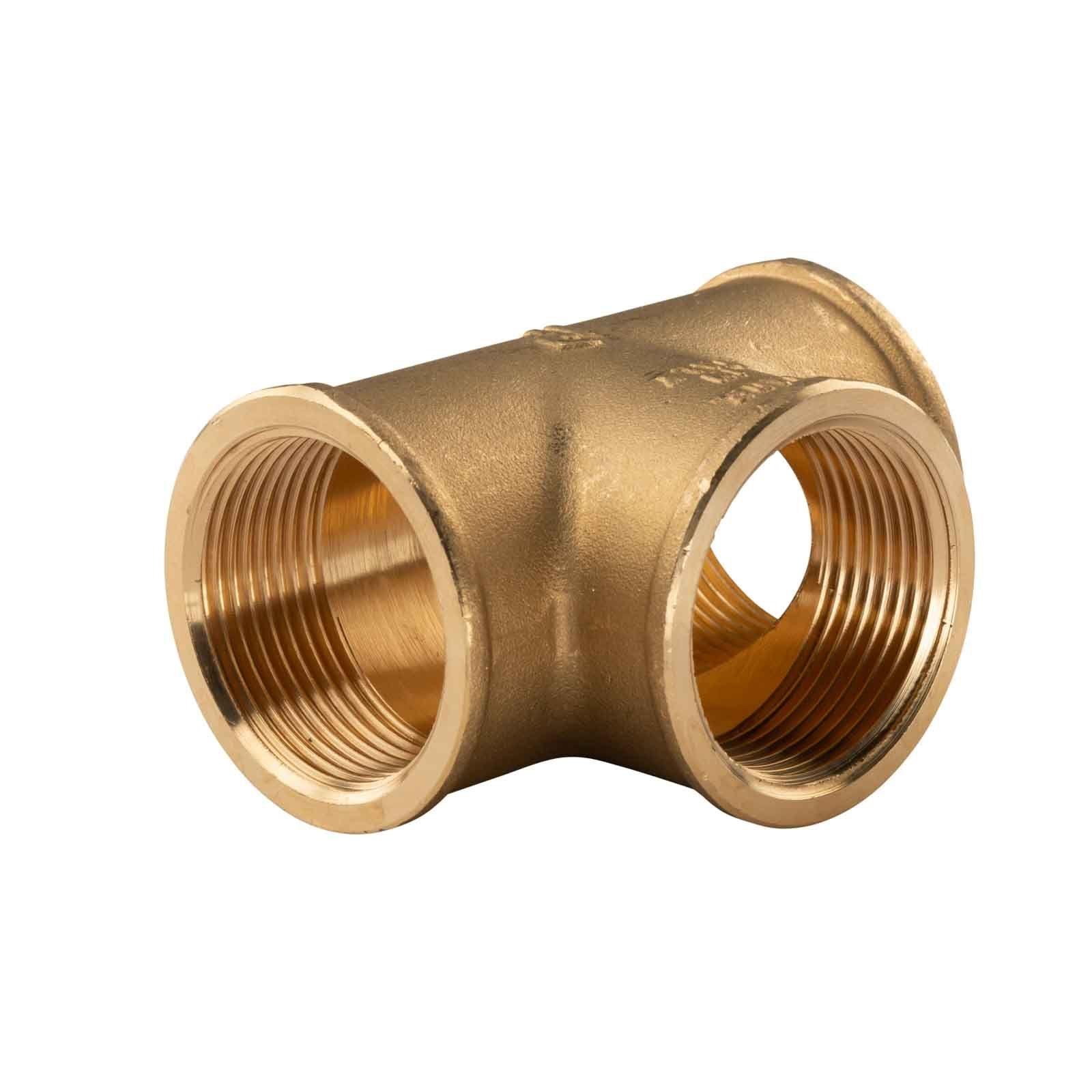 Messing Gewinde-Fitting T-Stück 1 1/4"IG - 1 1/4"IG - 1 1/4"IG (DN 32) - schwere Ausführung – Bild 2 von 2