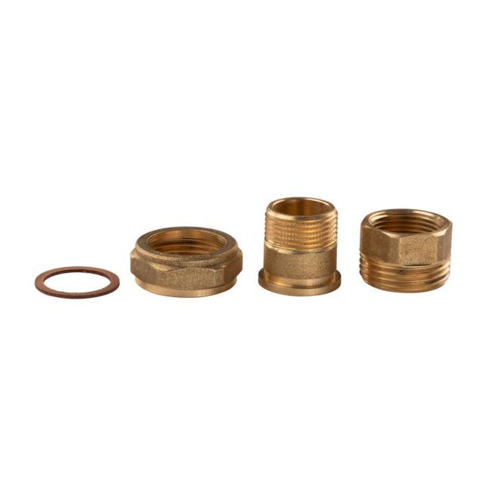 Messing Gewinde-Fitting Verschraubung gerade flachdichtend 3/4" IG - 3/4"AG (DN 20) - schwere Ausführung