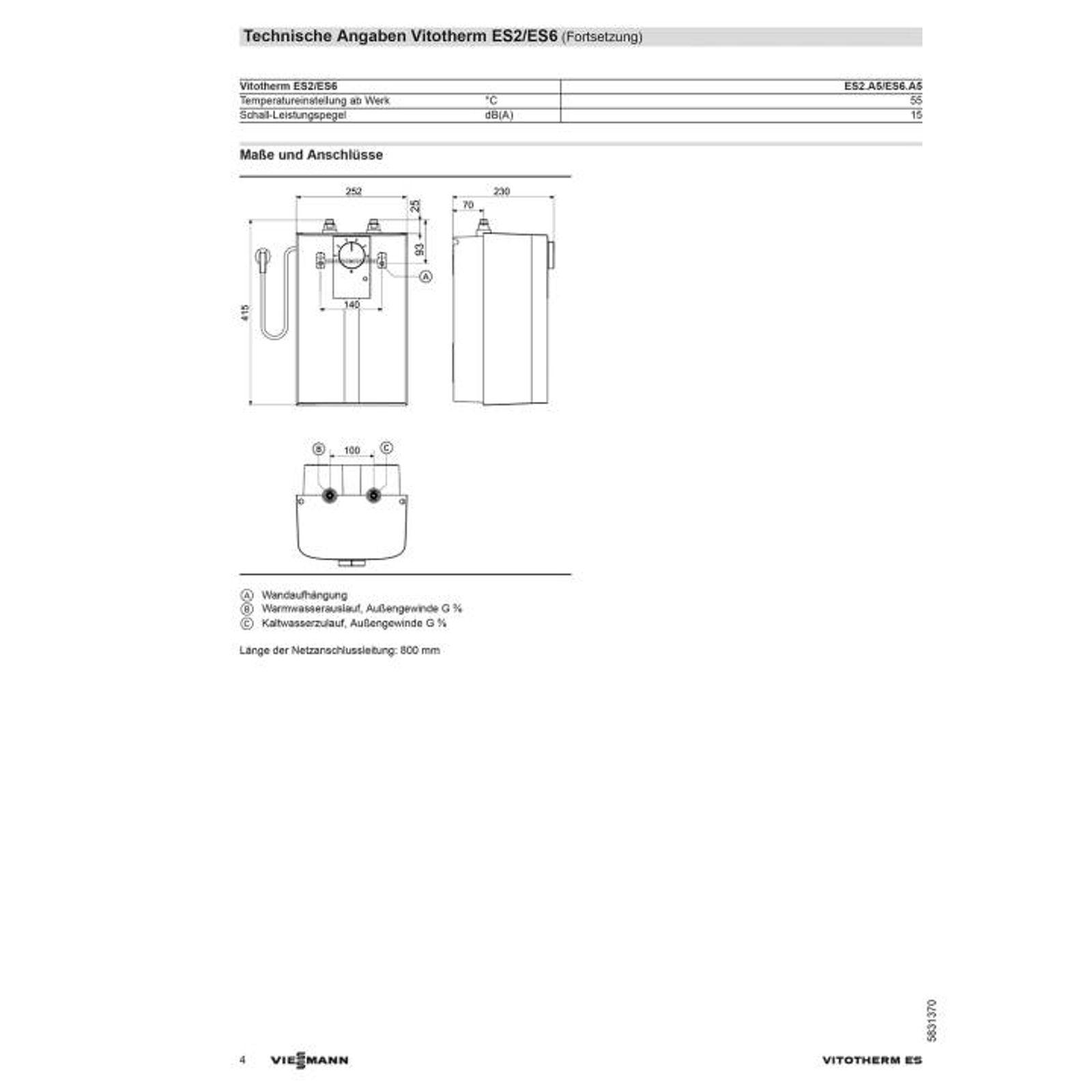 Viessmann Elektro-Kleinspeicher Vitotherm ES2 2 kW 5 L