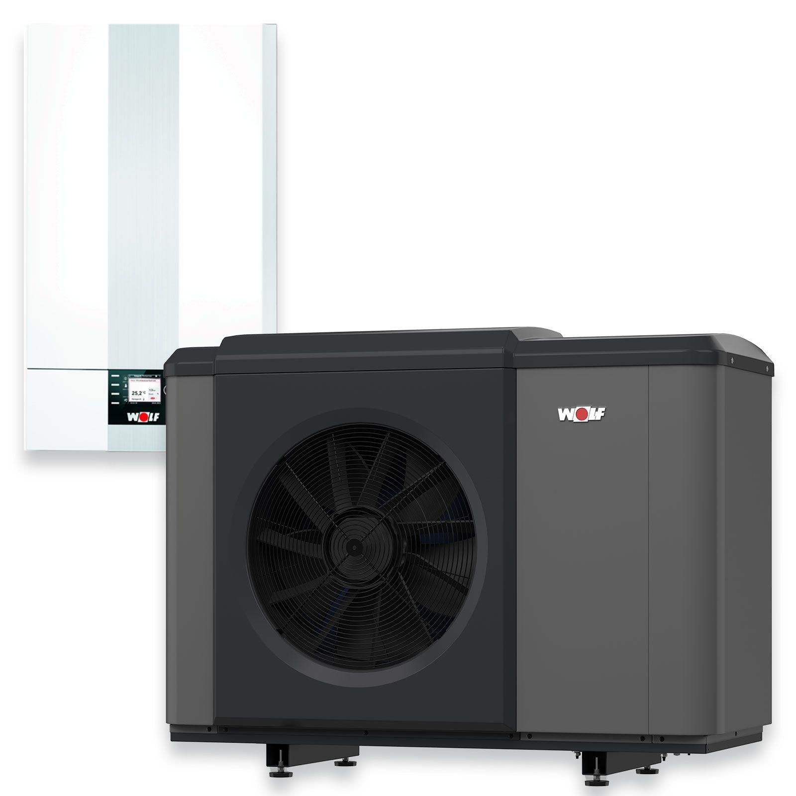 Wolf Gas-Hybridheizung 20 kW mit Gasbrennwert-Heiztherme CGB-2-20, Luft-/Wasser-Wärmepumpe CHA-07/400V, 200 L Pufferspeicher SPU-1, 300 L Warmwasserspeicher SEW-1, Bedienmodul BM-2