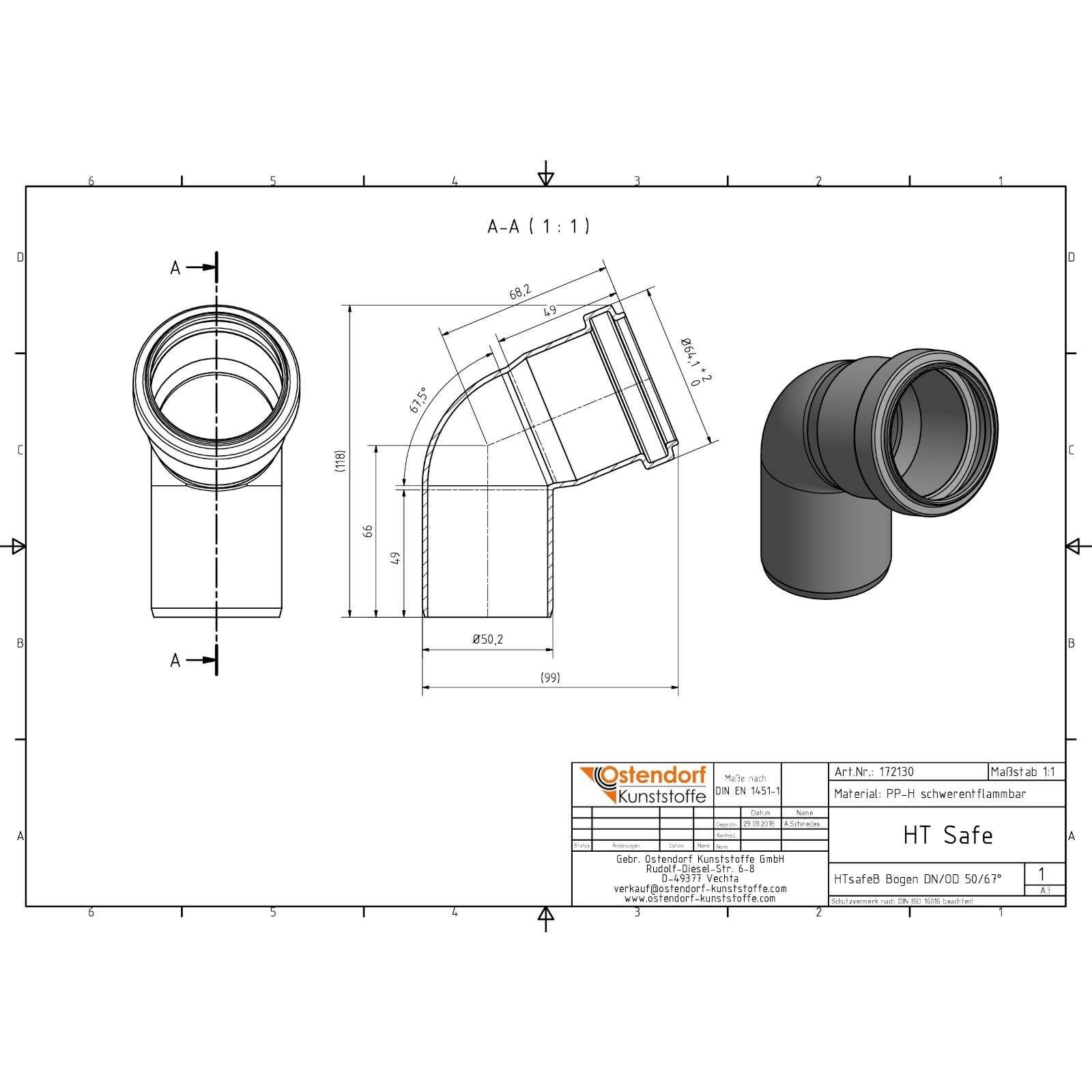HTsafe Bogen 67,5 Grad DN 50 – Bild 2 von 2