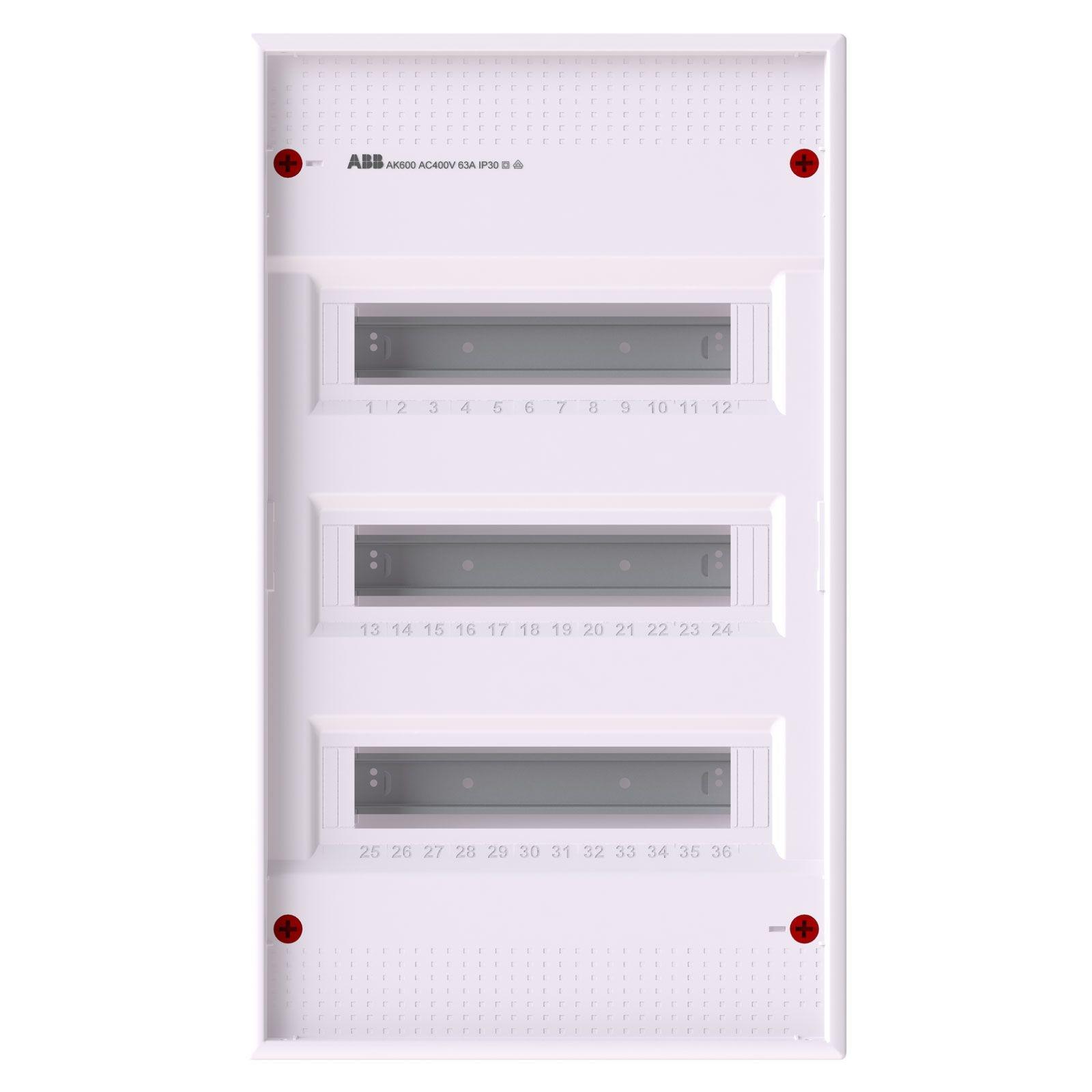 Striebel & John Stromkreisverteiler AK636N3 Aufputz 3x12 Platzeinheiten ohne Tür – Bild 2 von 3