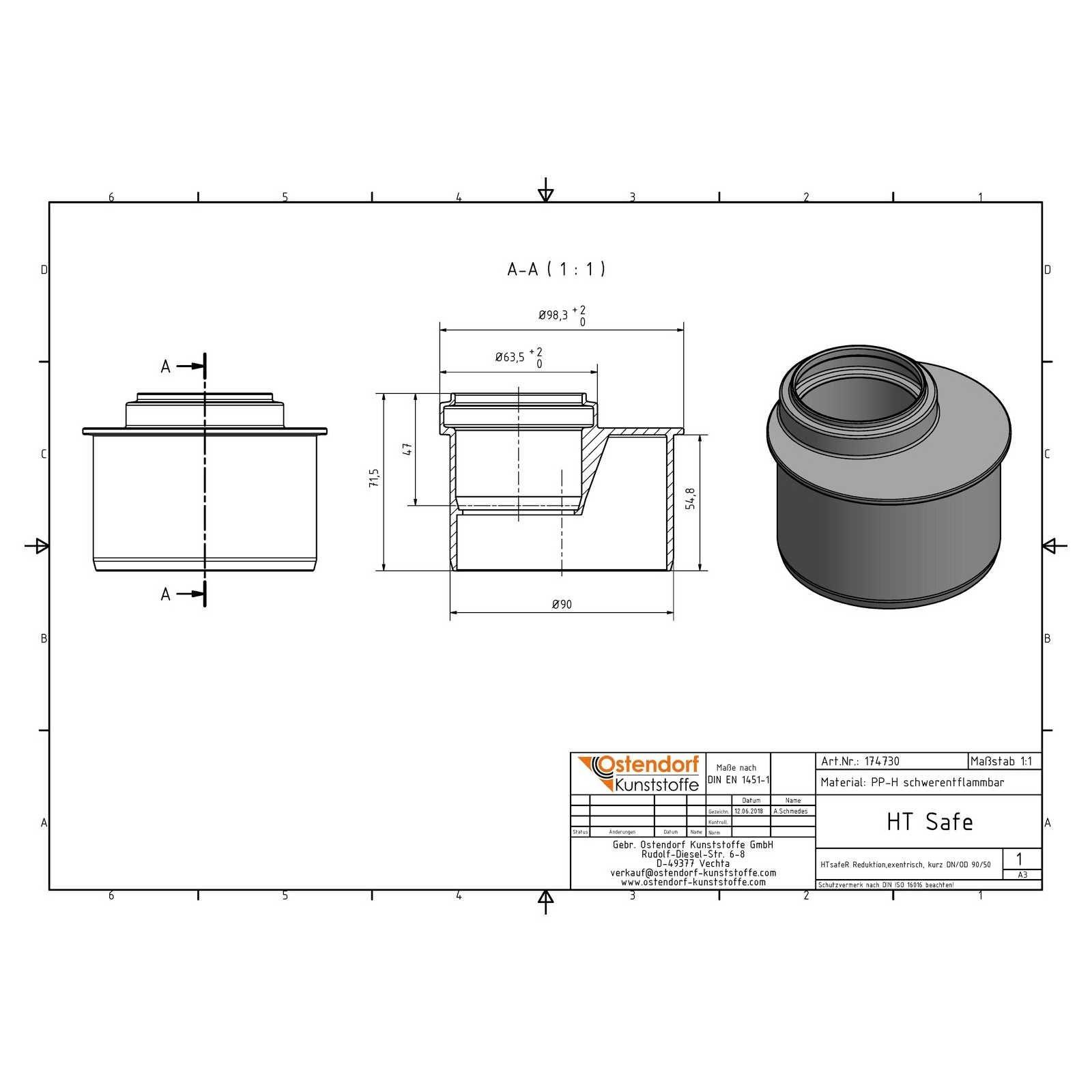 HTsafeR Reduktion DN 90/50 kurz – Bild 2 von 2