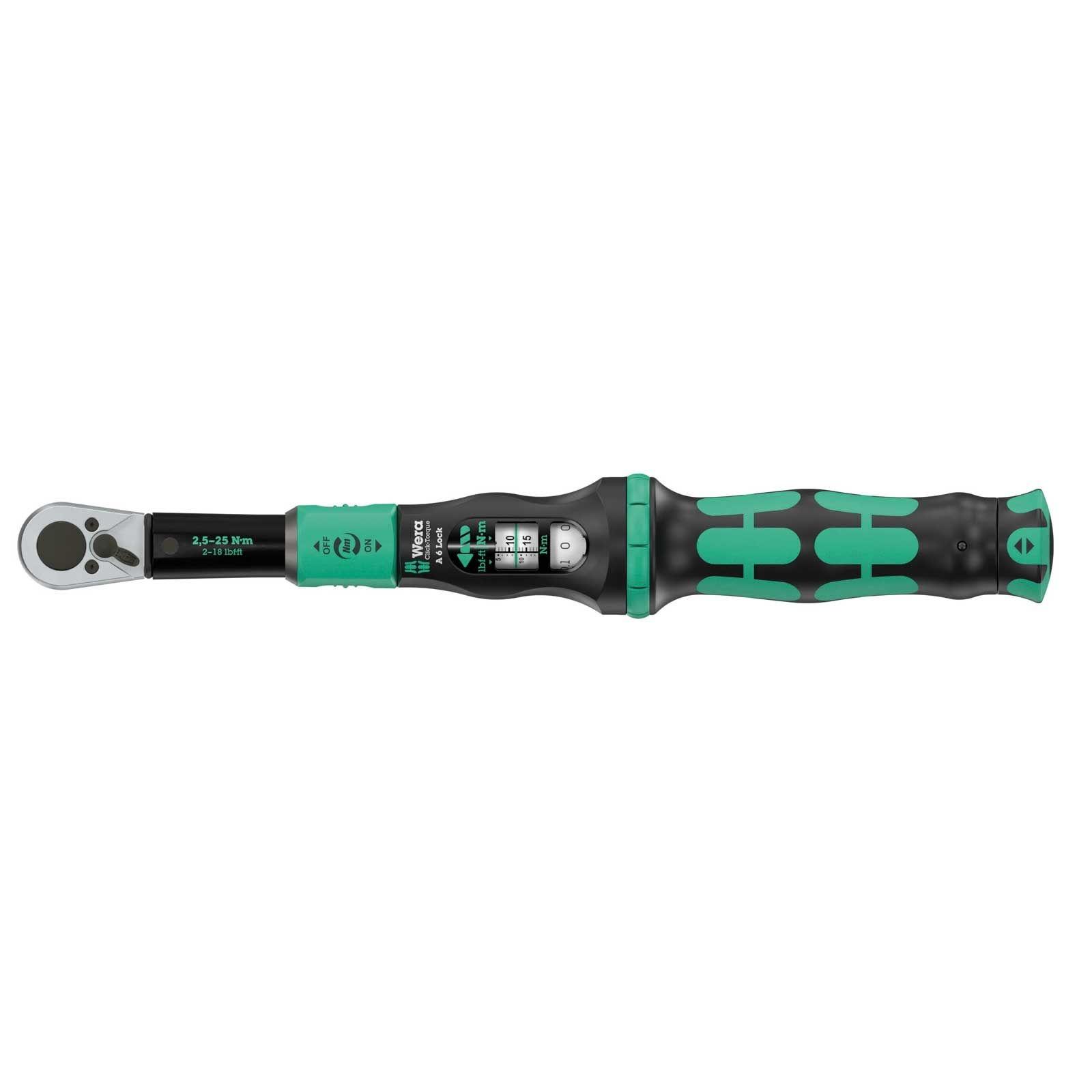 Wera Click-Torque Lock A 6 Drehmomentschlüssel mit Umschaltknarre, 2,5-25 Nm