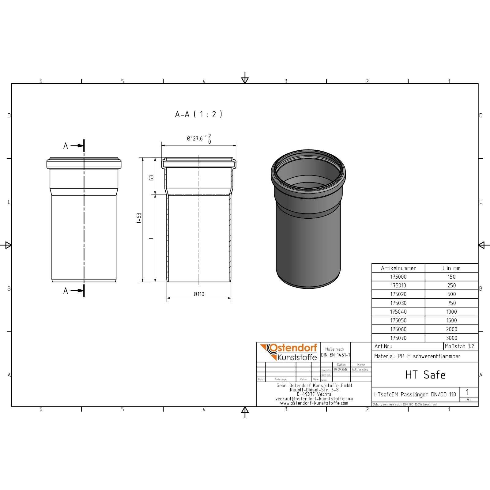 HTsafe Rohr mit Muffe DN 110 150 mm – Bild 2 von 2