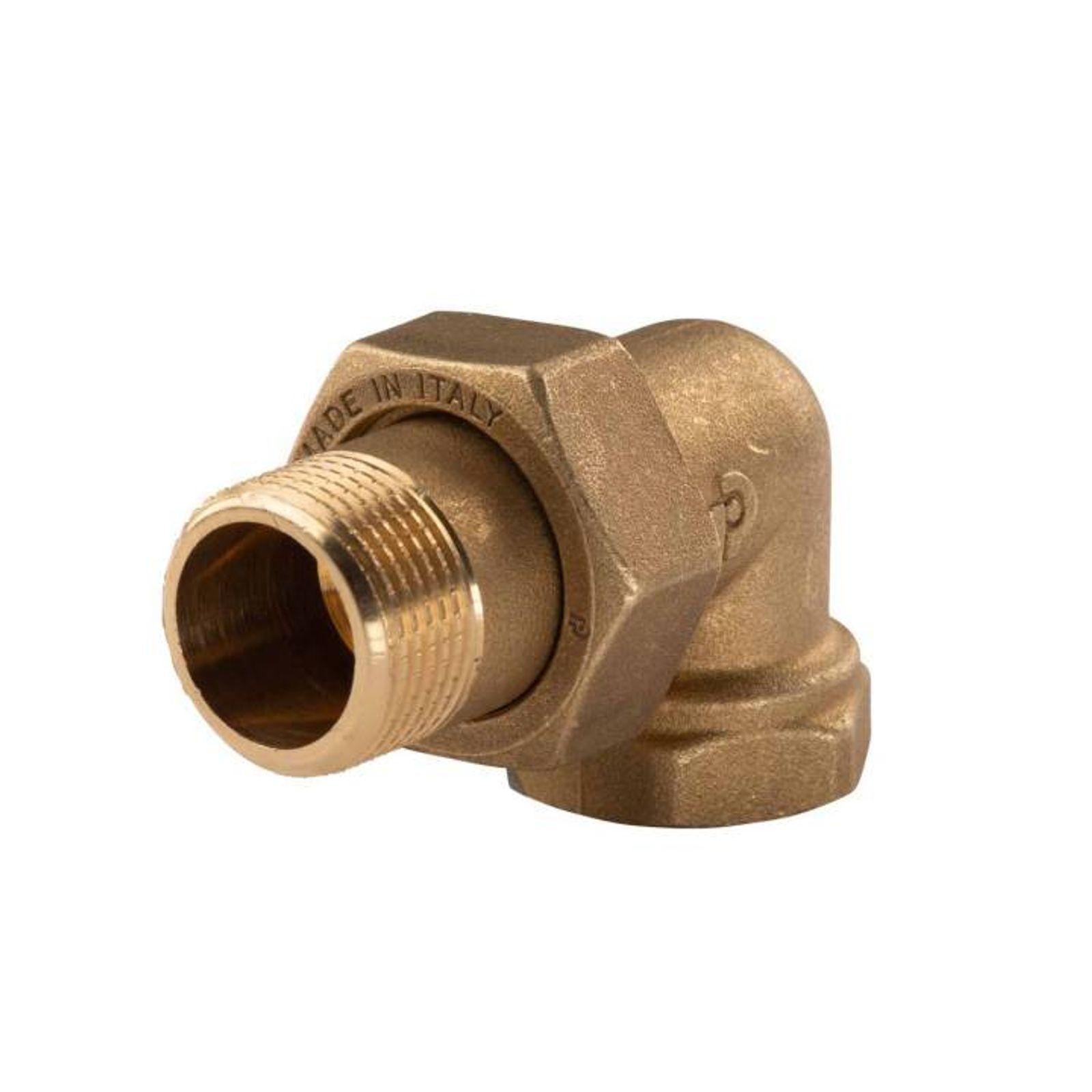 Messing Gewinde-Fitting Winkelverschraubung 90° flachdichtend 3/4" IG - 3/4"AG (DN 20) - schwere Ausführung