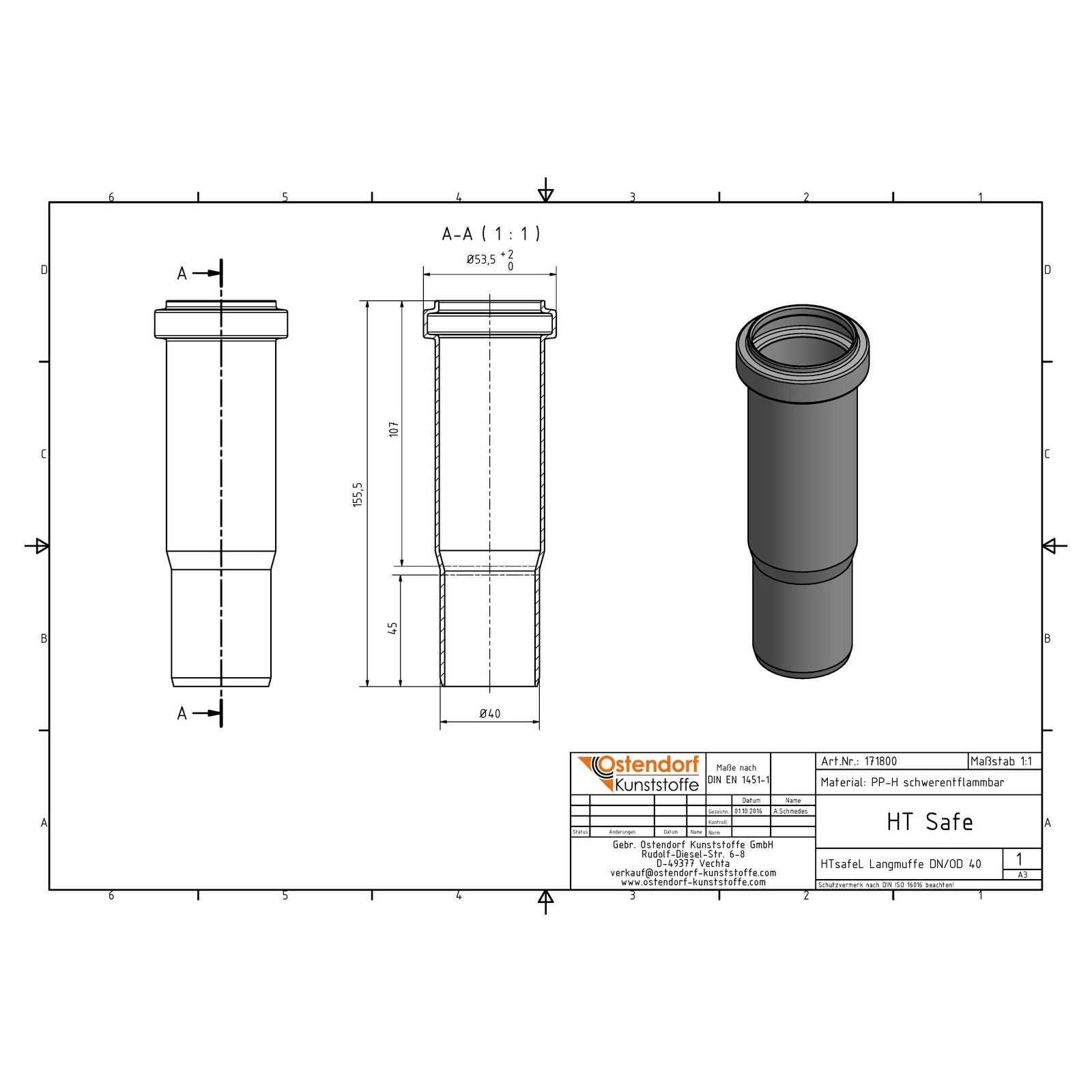 HTsafeL Langmuffe DN 40
