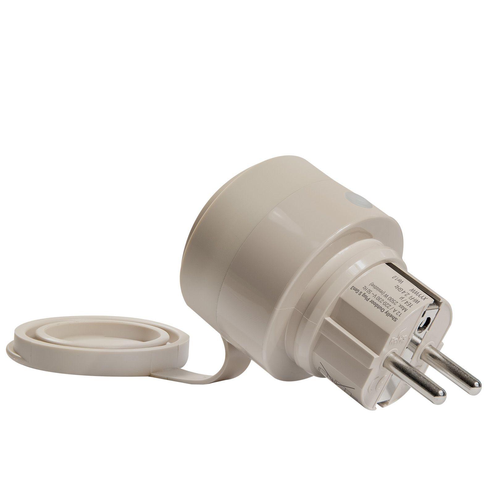 Shelly Plug & Play Outdoor Plug S Gen3 Zwischenstecker für draußen 12A Messfunktion WLAN Matter BT
