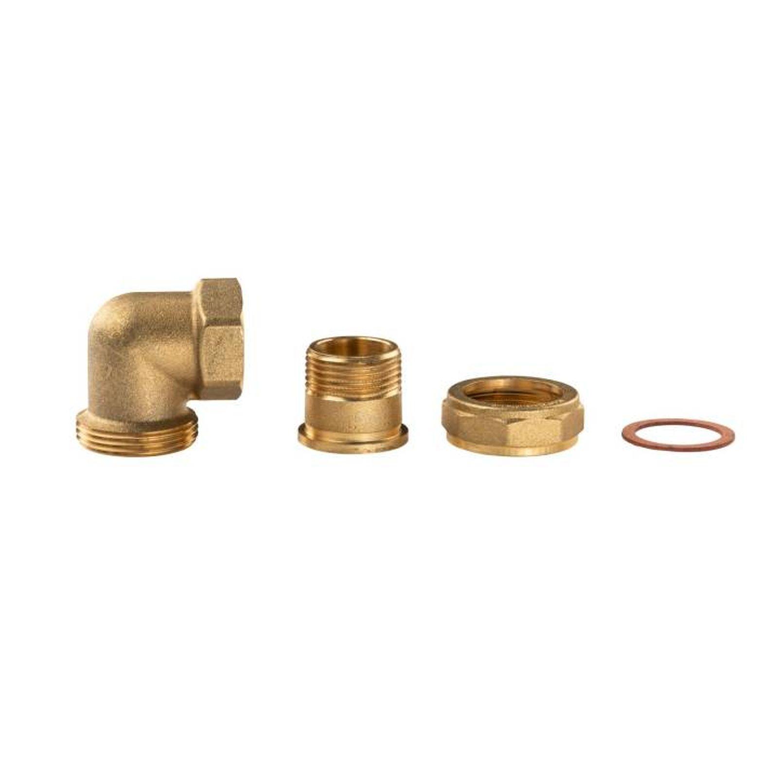 Messing Gewinde-Fitting Winkelverschraubung 90° flachdichtend 1"IG - 1"AG (DN 25) - schwere Ausführung – Bild 3 von 3