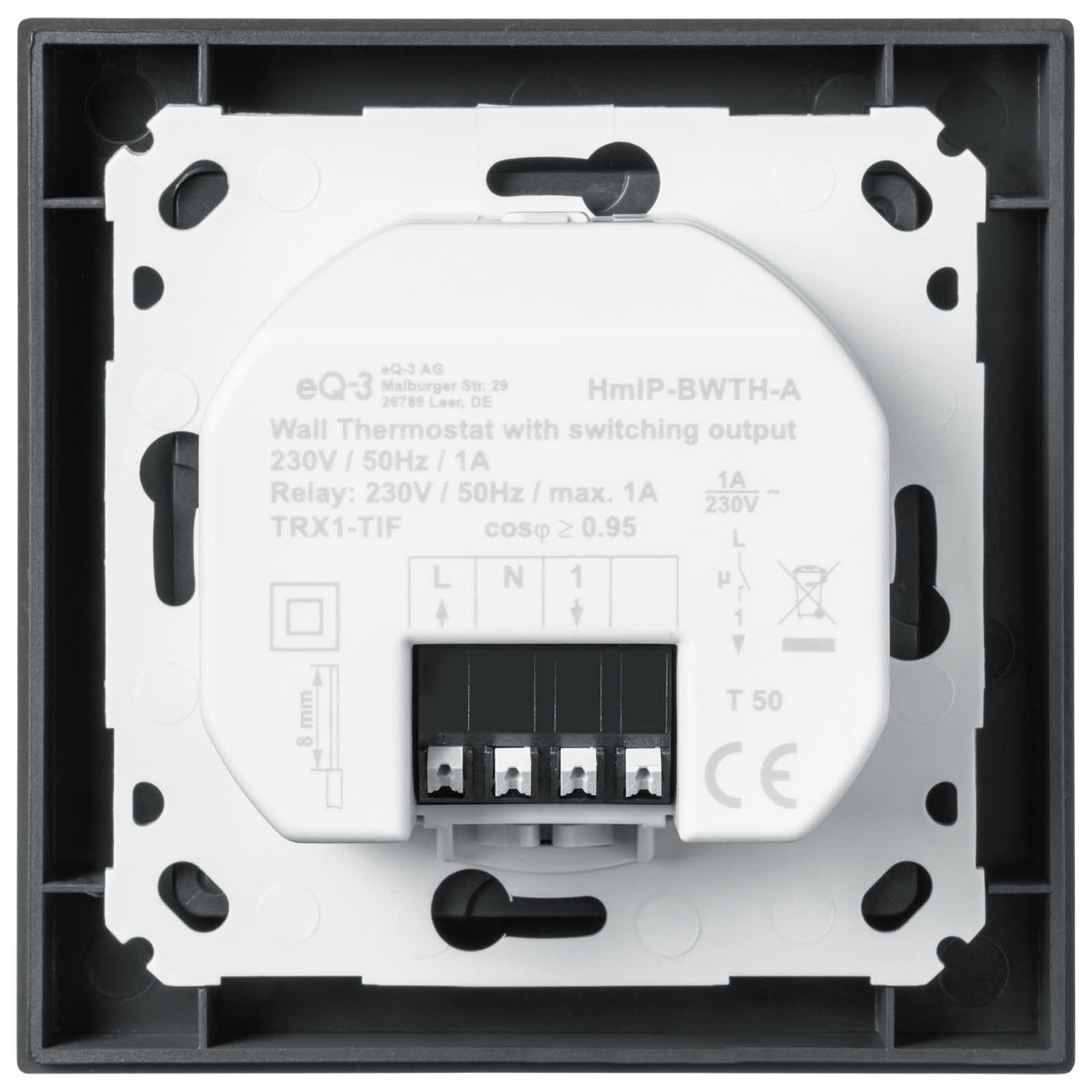 Homematic IP Smart Home Wandthermostat HmIP-BWTH-A mit Schaltausgang für Markenschalter, 230 V anthrazit – Bild 5 von 6