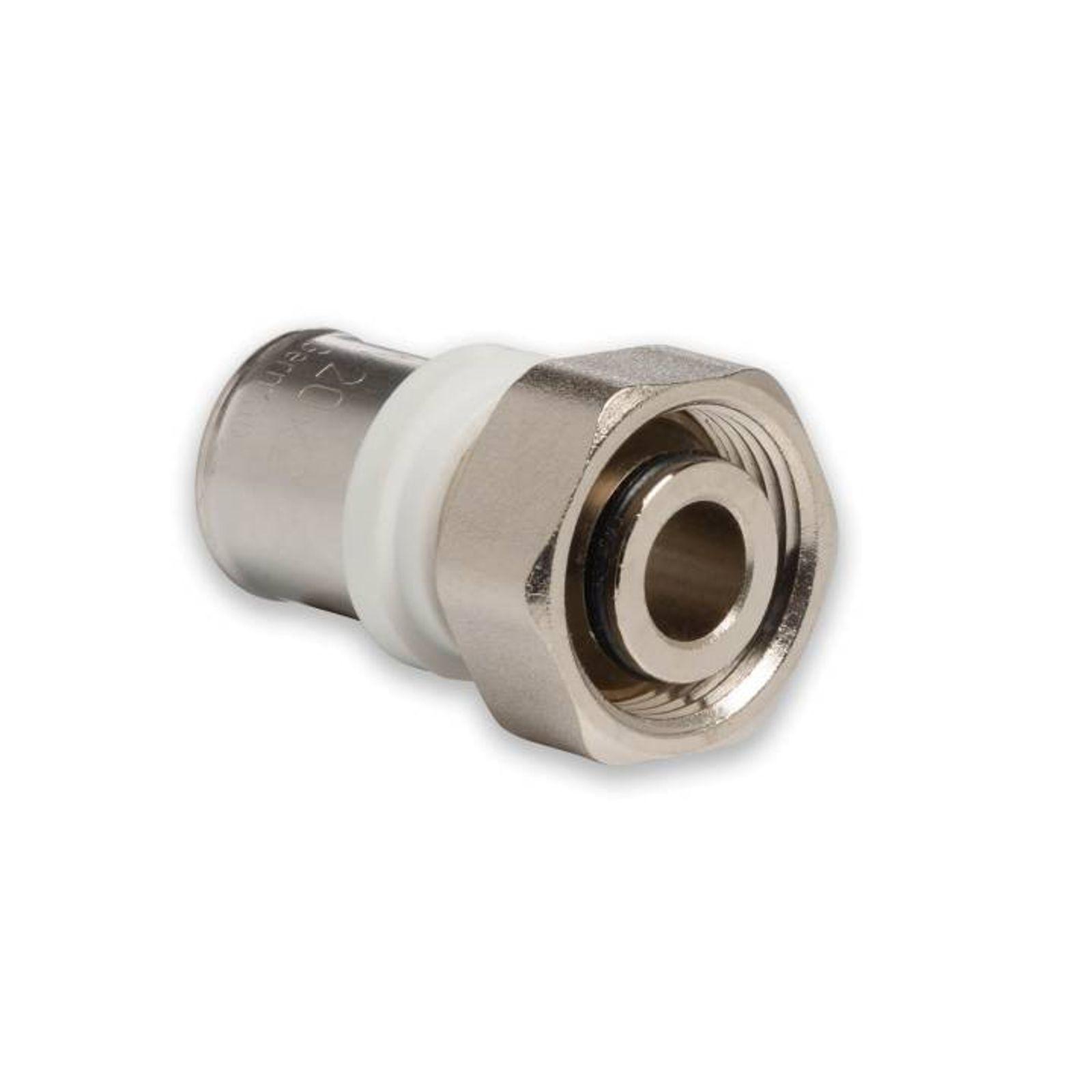 Selfio-Press Aluverbund Pressfitting Übergangsverschraubung Eurokonus-Gewinde (vernickelt) 20 x 2 mm - 3/4" TH + U Kontur