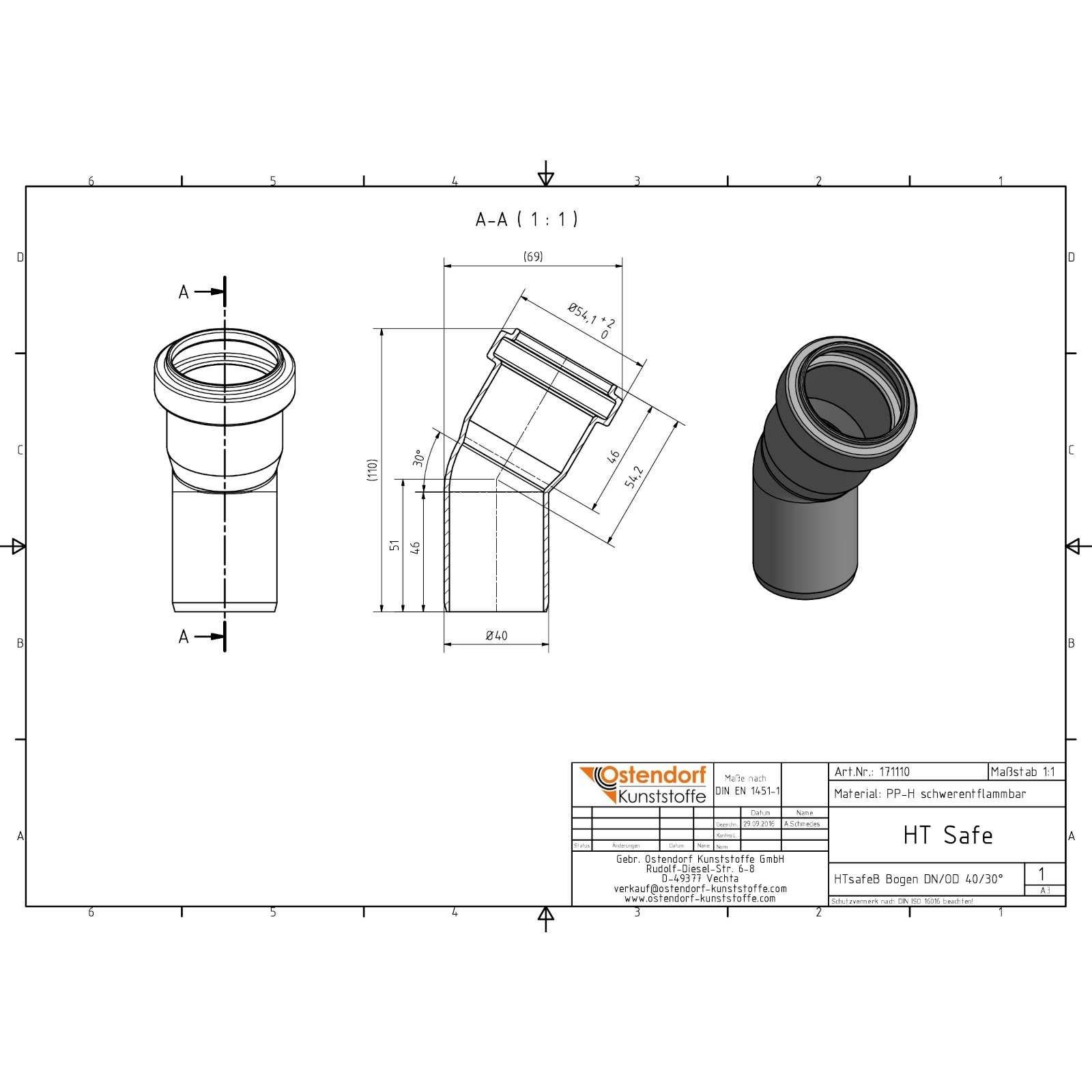 HTsafe Bogen 30 Grad DN40 – Bild 2 von 2
