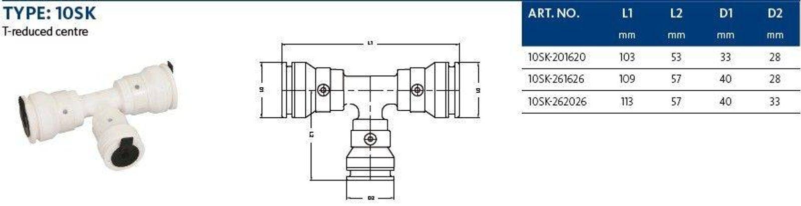 Aluverbund Steckfitting Henco Vision T-Stück Mittelabgang reduziert 26 x 3 - 20 x 2 - 26 x 3 5 Stück – Bild 3 von 3