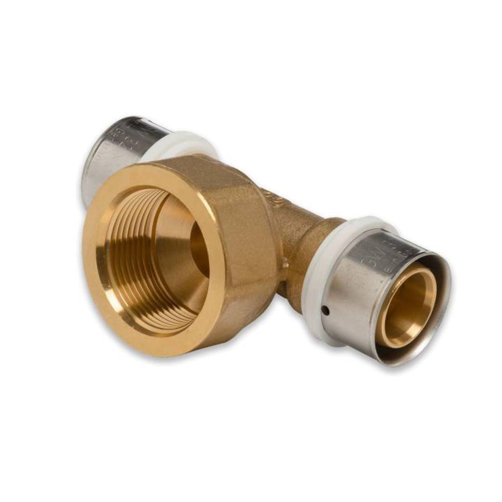 Selfio-Press Aluverbund Pressfitting T-Stück Innengewinde 32 x 3 - 1 1/4" - 32 x 3 TH + U Kontur DVGW